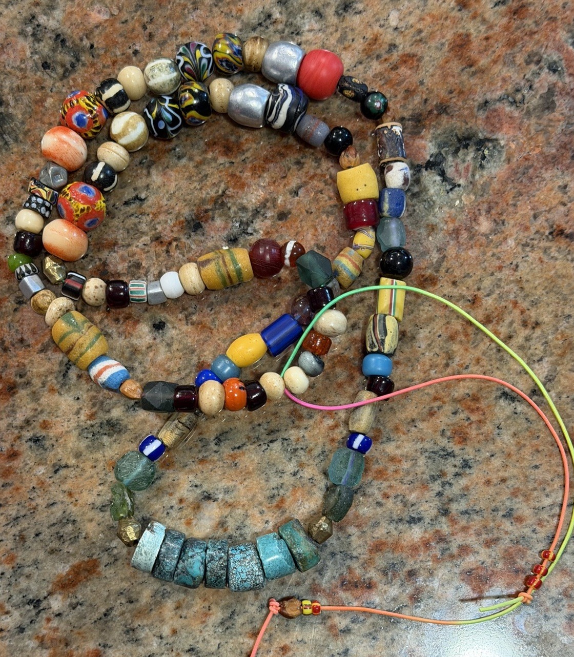 Native American Old Trade Bead Necklace, Venetian Trade, Turquoise, Trade Mix