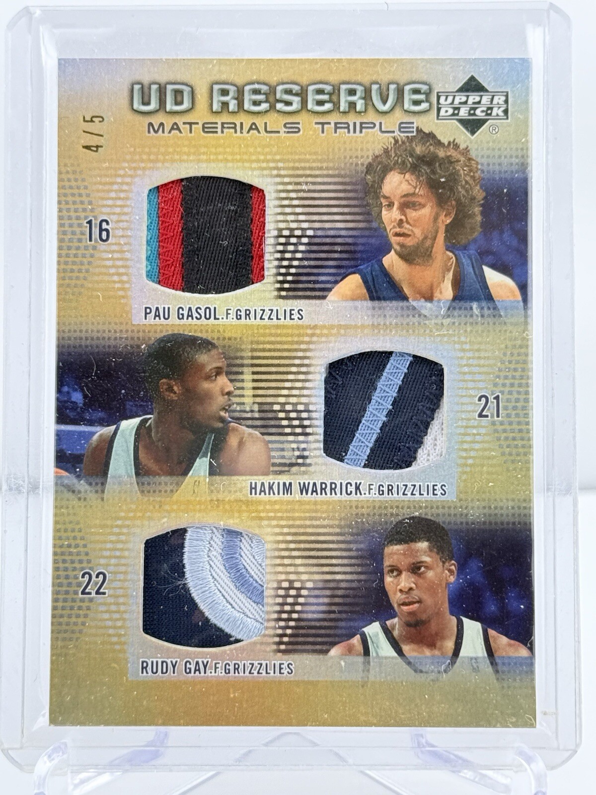 2006-07 UD Reserve Pau Gasol Hakim Warwick Rudy Gay TRIPLE PATCH 4/5 Memphis