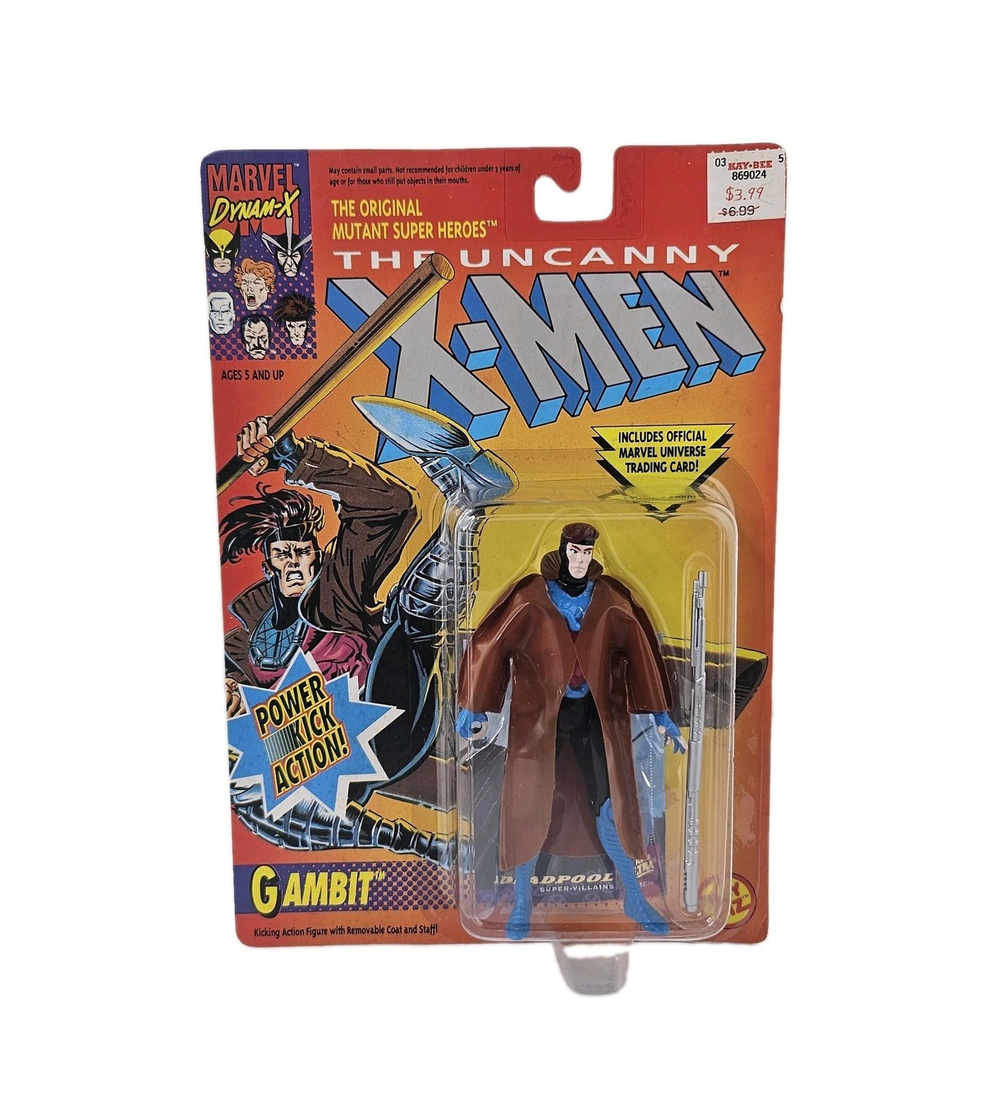 1992 Toy Biz Marvel Comics The Uncanny X-Men Gambit Power Kick Action Figure 1992 Toy Biz Marvel Comics The Uncanny X-Men Gambit Power Kick Action Figure