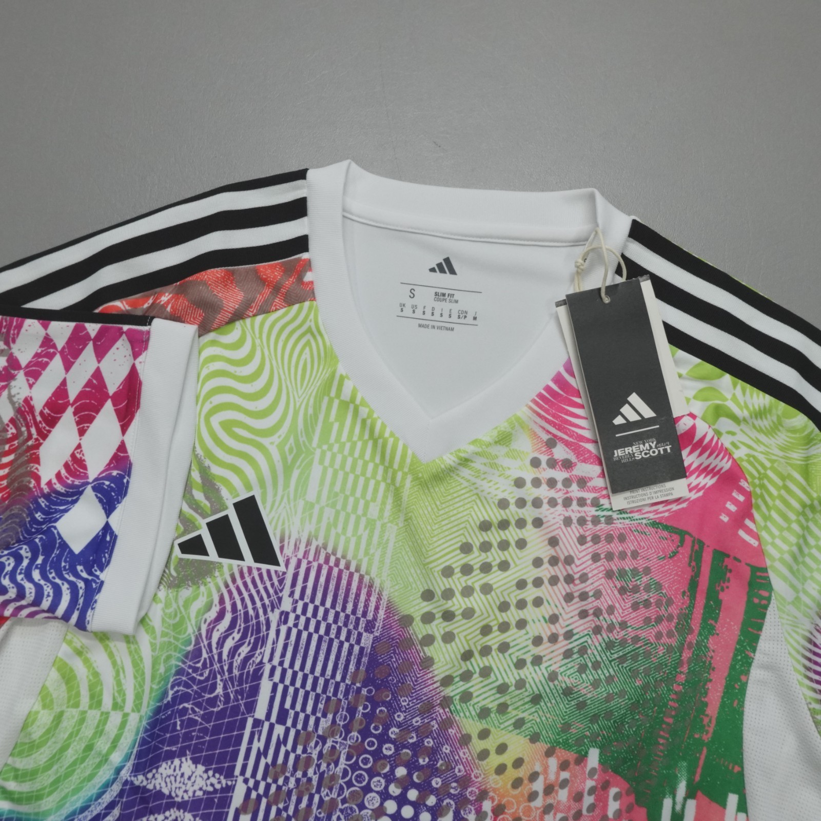 Adidas Men\'s Jeremy Scott Short Sleeve Pride Tiro Jersey Slim Fit Colorful