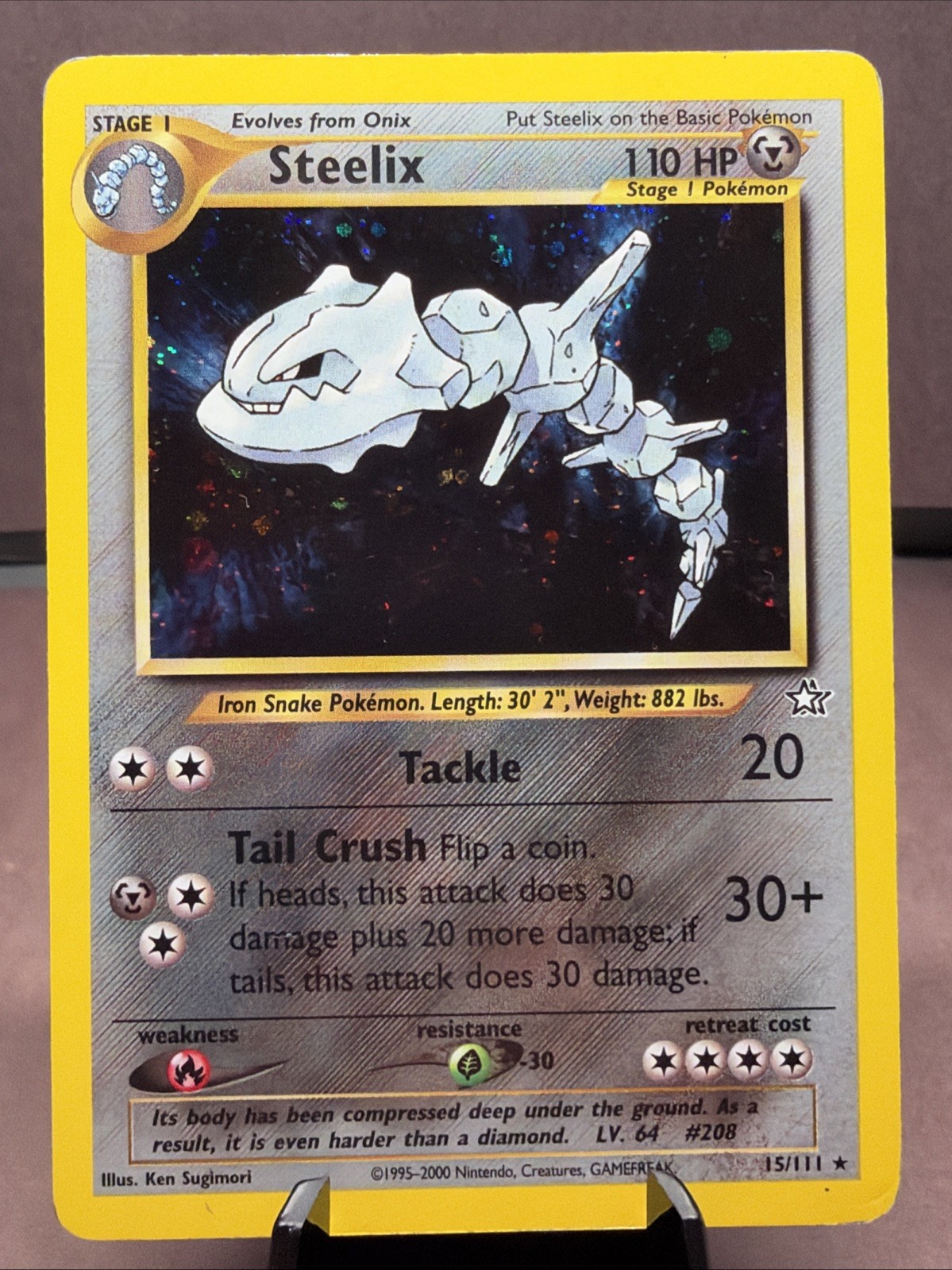 Pokemon TCG Steelix 15/111 Neo Genesis Holo Rare VTG WOTC MP