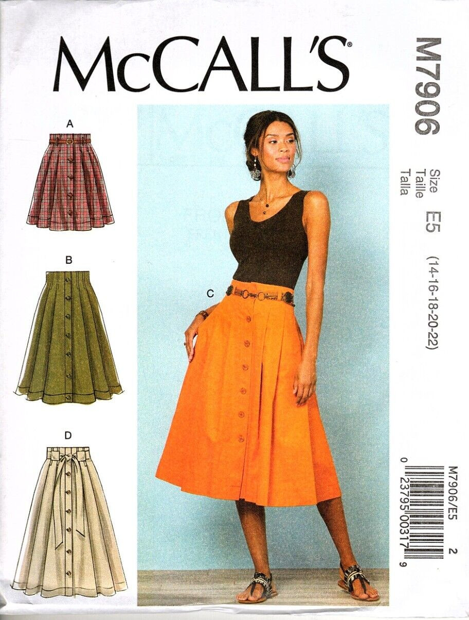 McCall\'s M7906 Misses 14 to 22 Easy Button Front Skirt Uncut Sewing Pattern