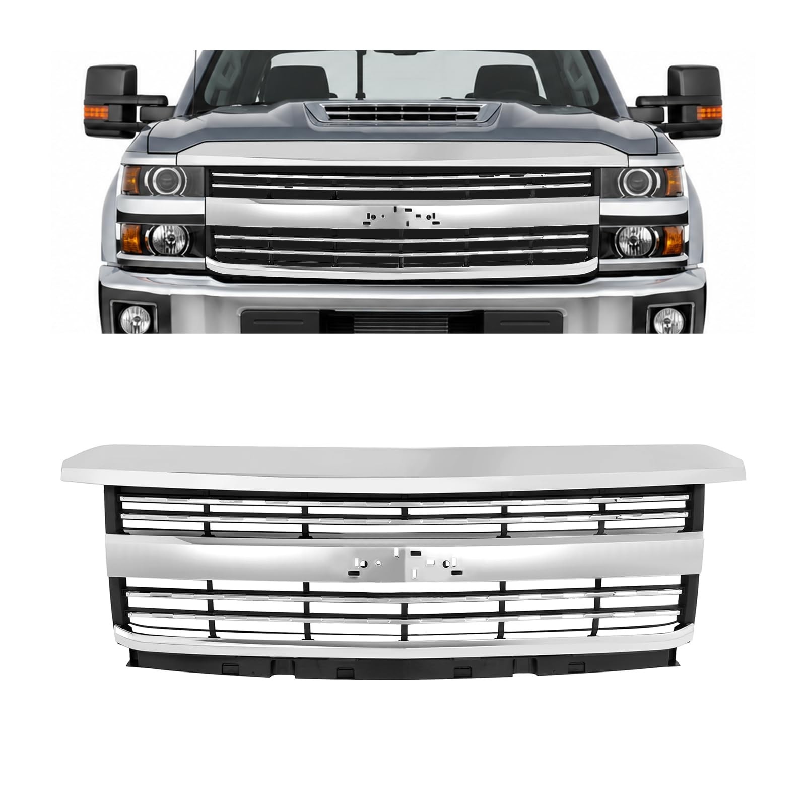 Grill Compatible with 2015-2019 Chevrolet Silverado 2500HD 3500HD Front Grill Si Grill Compatible with 2015-2019 Chevrolet Silverado 2500HD 3500HD Front Grill Si