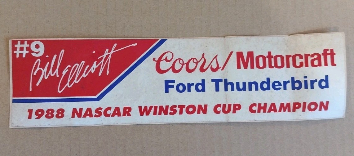 Vtg Bill Elliott Coors Motorcraft 1988 Nascar Winston Cup Champion Sticker Dirty