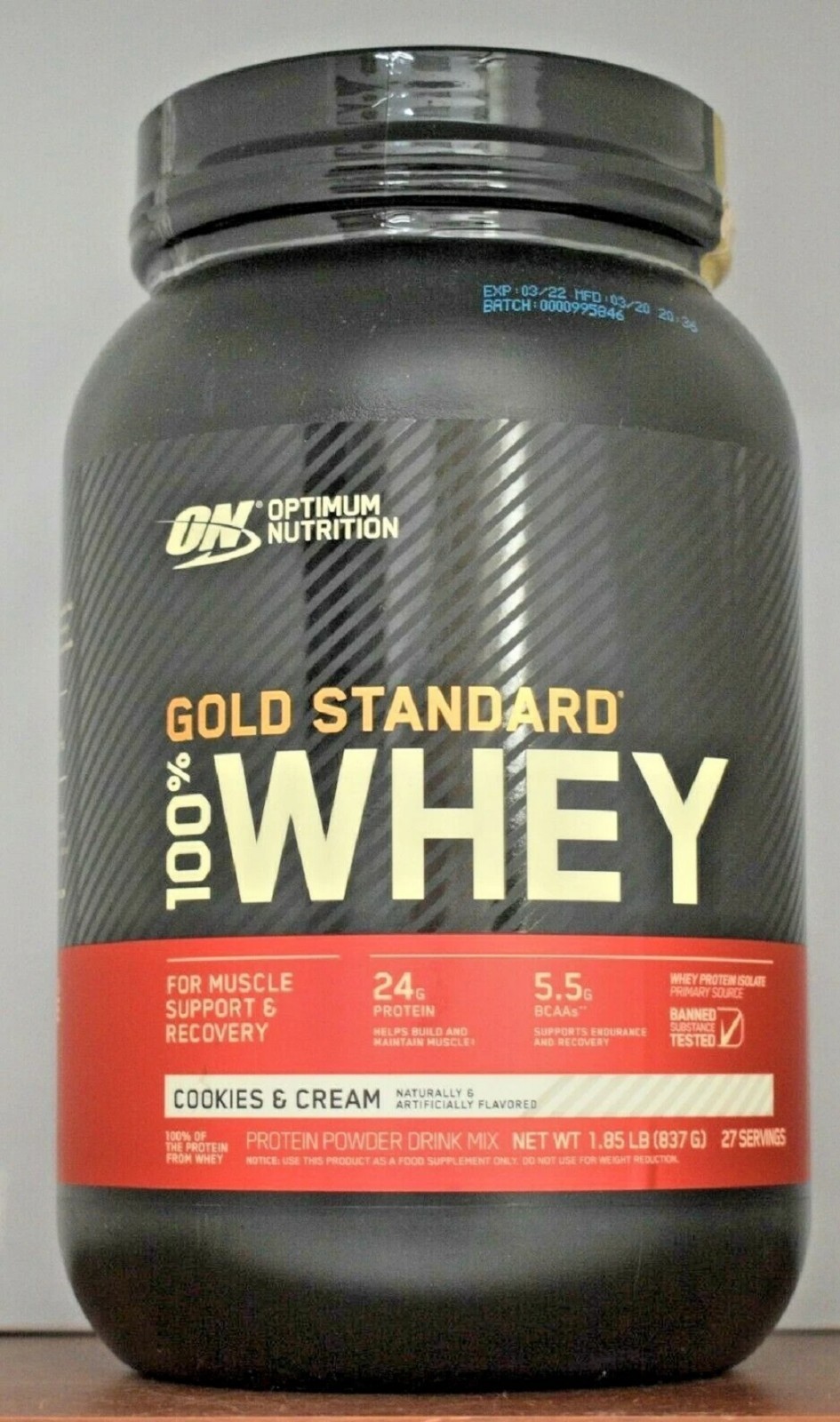 Gold Standard Whey 100% Protein 2 lb Optimum Nutrition ON Isolate, Cookies Cream