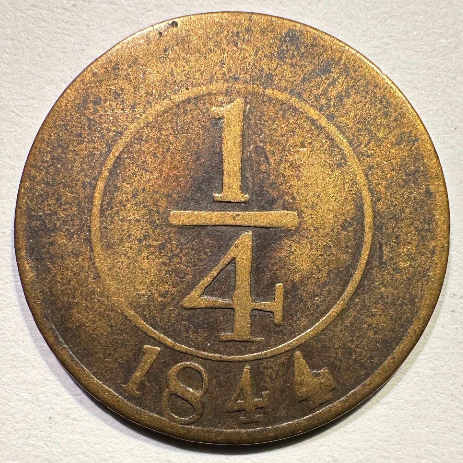 1844 Dominican Republic 1/4 Real Scarce Type Coin Low Grade Damaged 1844 Dominican Republic 1/4 Real Scarce Type Coin Low Grade Damaged