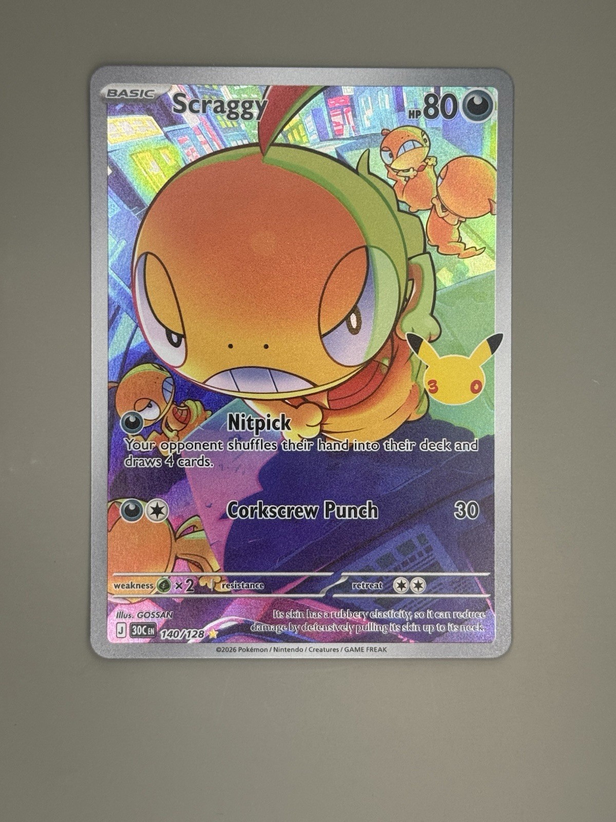 Scraggy 140/128 Me: 30th Celebration Holo