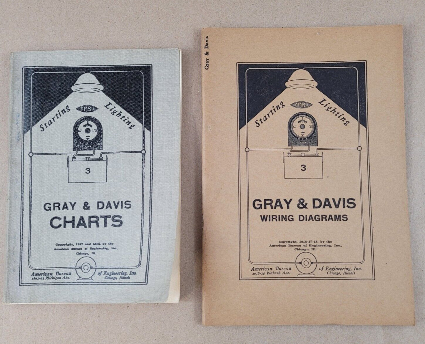 AMBU Charts & Wiring Diagrams Gray & Davis Booklets 1917 1918 Antique Automobile