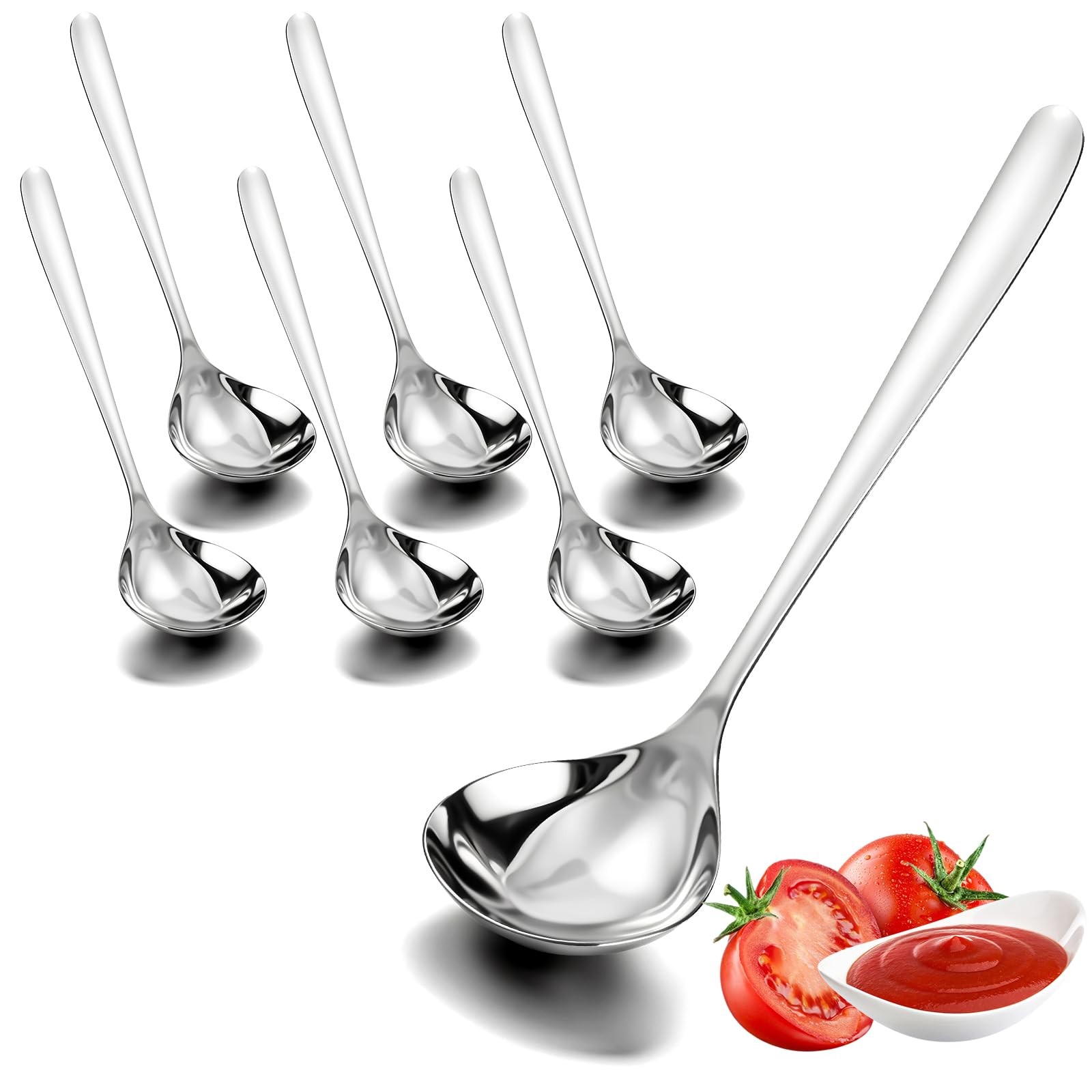 6 PCS Small Sauce Ladle 8.2 Inch Stainless Steel Gravy Soup Serving Spoons