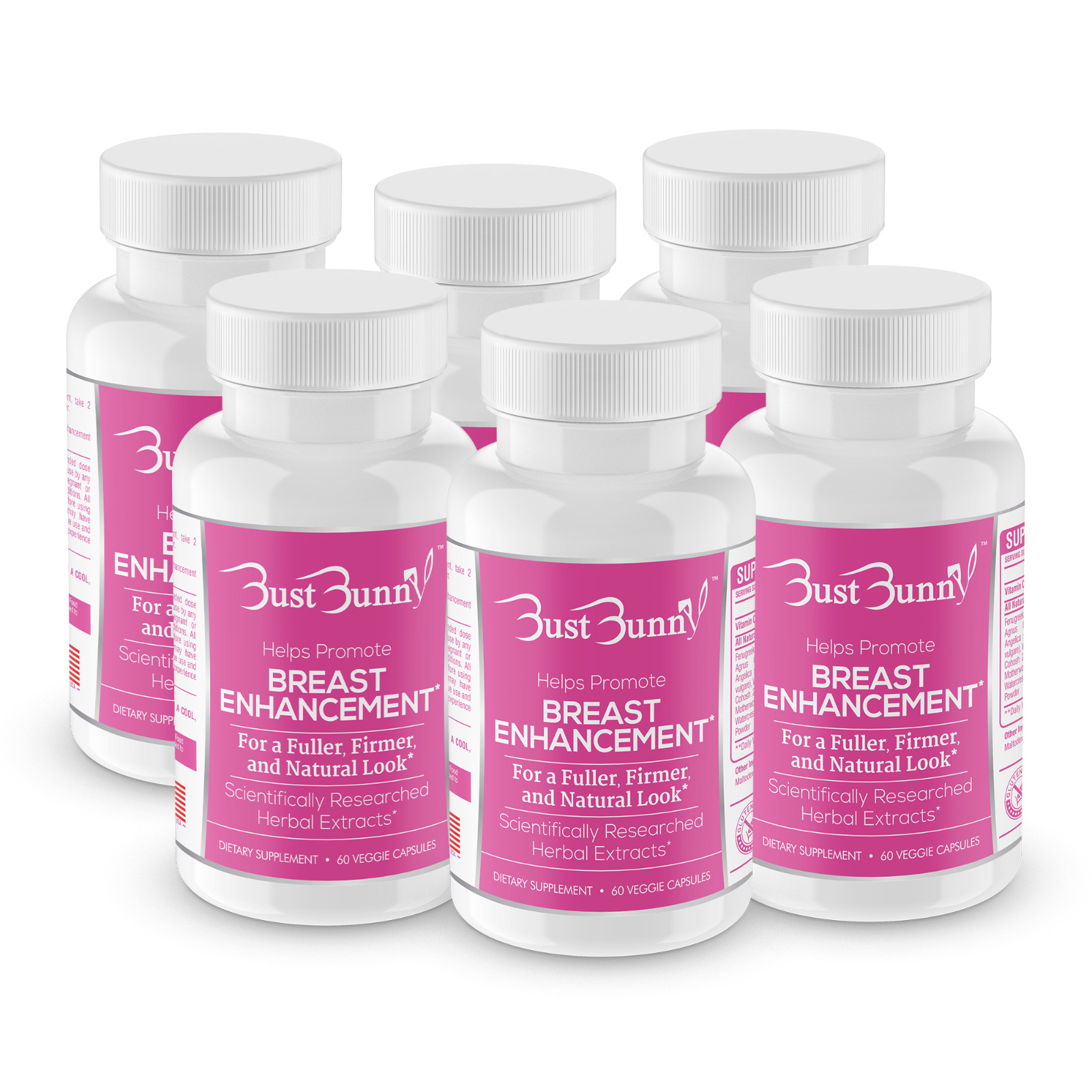 Bust Bunny All Natural Breast Supplement w/Vitamin C - 6 Month Supply