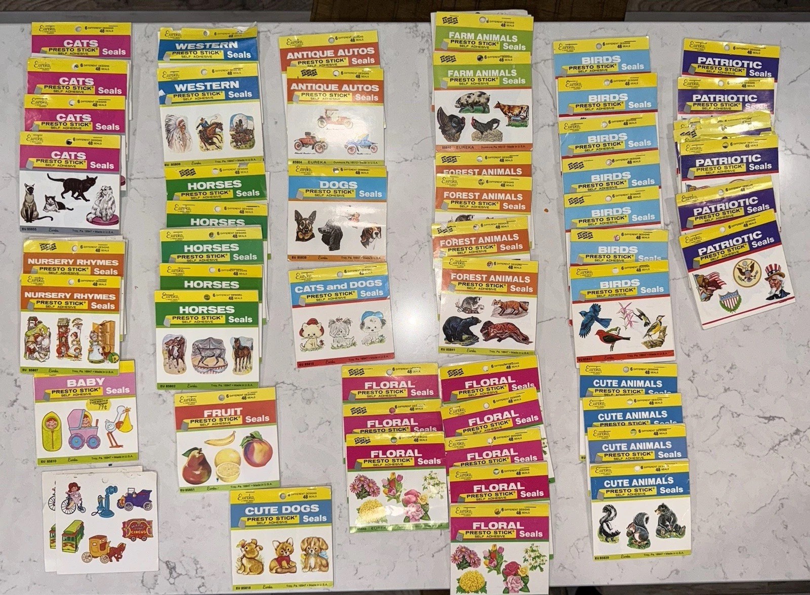 AMAZING Eureka Vintage Sticker LOT Huge 1980s Animals Flowers Birds Patriotic