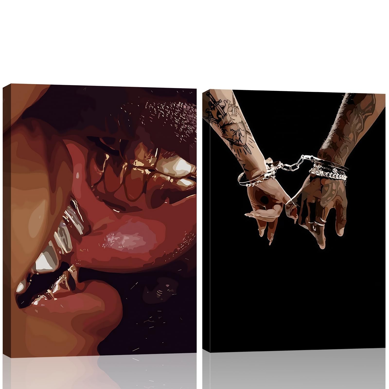 Omerecal Framed 2pcs Black Couple Canvas Wall Art African American Man And