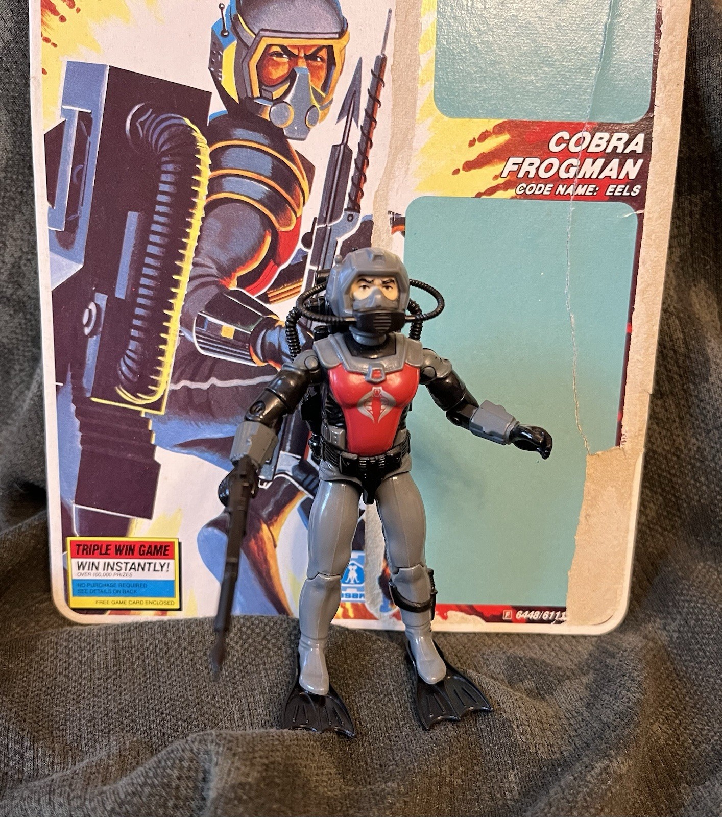 Vintage G.I. Joe Cobra Frogman 1985 (Complete with Uncut Card) Vintage G.I. Joe Cobra Frogman 1985 (Complete with Uncut Card)