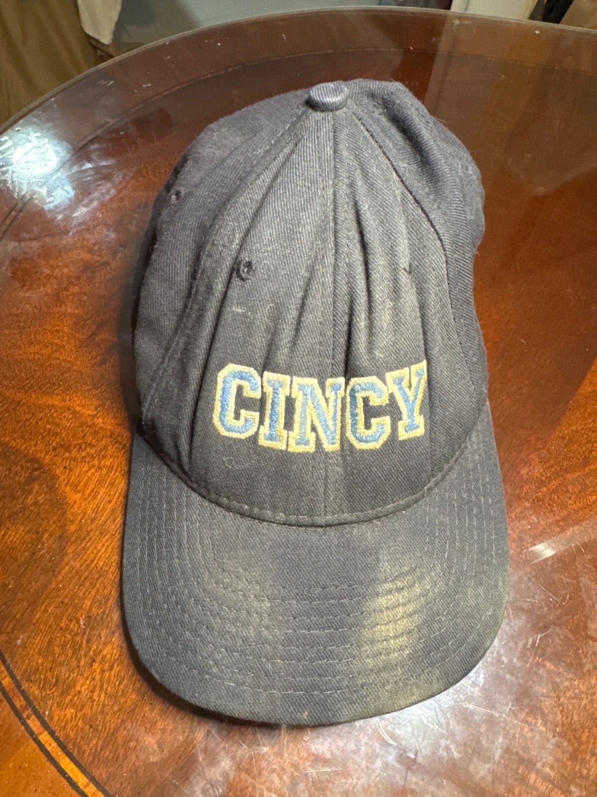 Vintage Adjustable Black Baseball Cap With Embroidered \