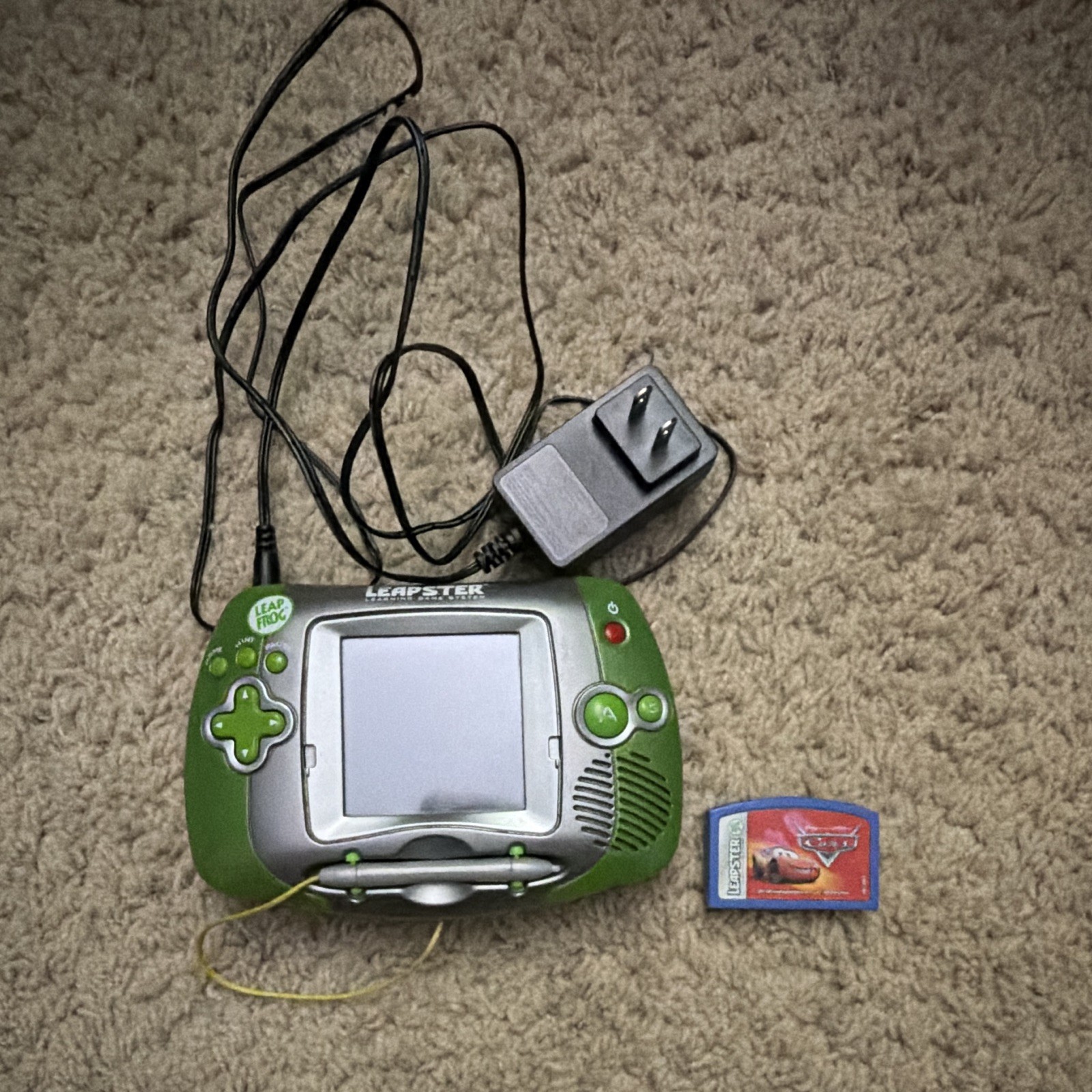 LeapFrog Leapster Handheld Learning System Green w/ AC Adapter, Cars Game LeapFrog Leapster Handheld Learning System Green w/ AC Adapter, Cars Game