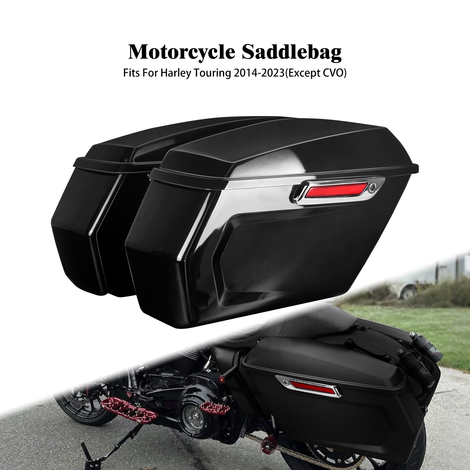 Motorcycle Hard Saddlebags Side Bags w/ Latch keys For Harley Touring Road King