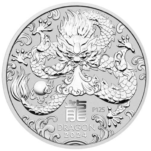 2024 2 oz Perth Lunar Year of the Dragon Silver Coin (BU)