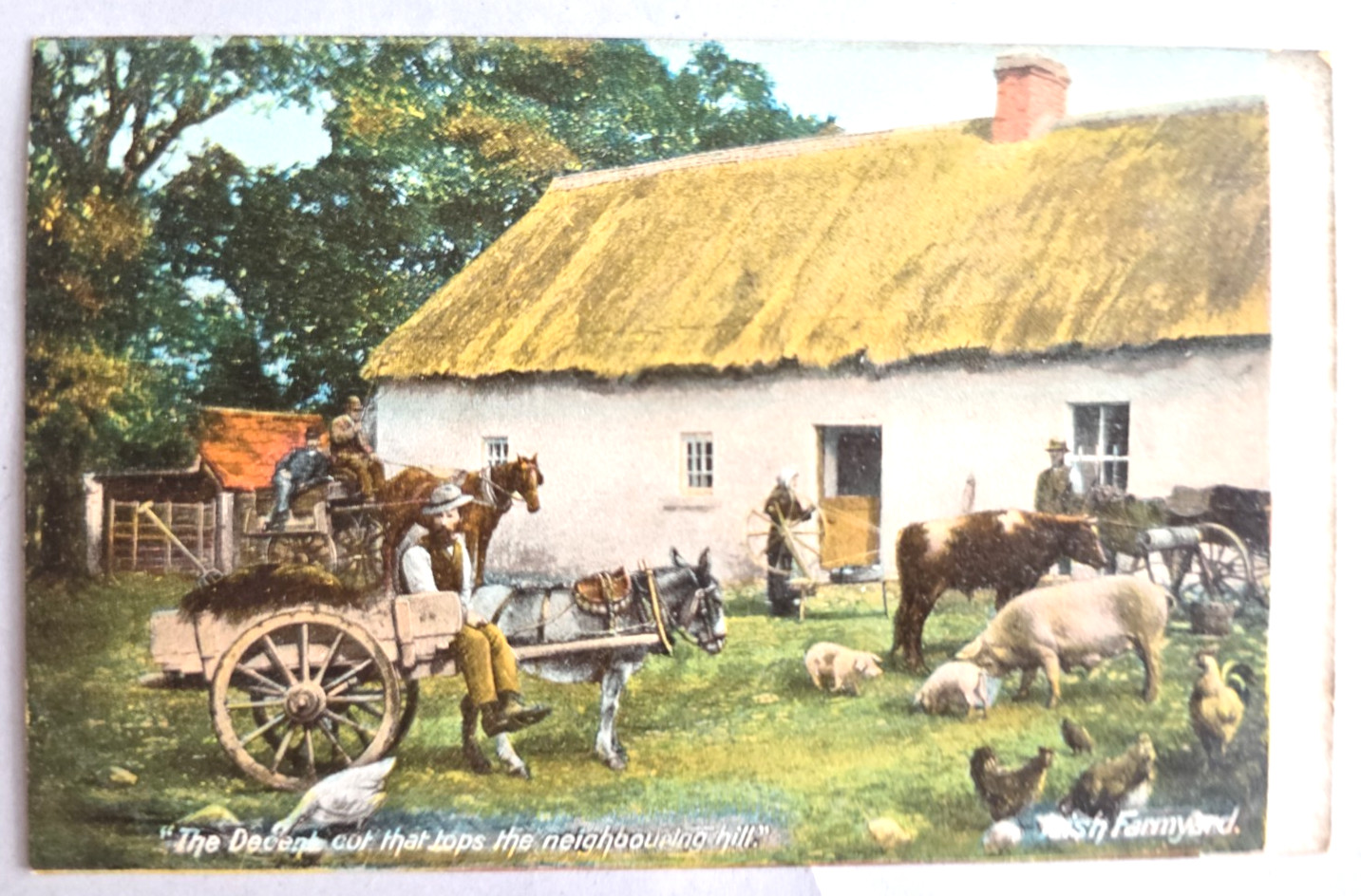 C. 1910s Antique Postcard Irish Farmyard Farmer Cottage Unposted C. 1910s Antique Postcard Irish Farmyard Farmer Cottage Unposted