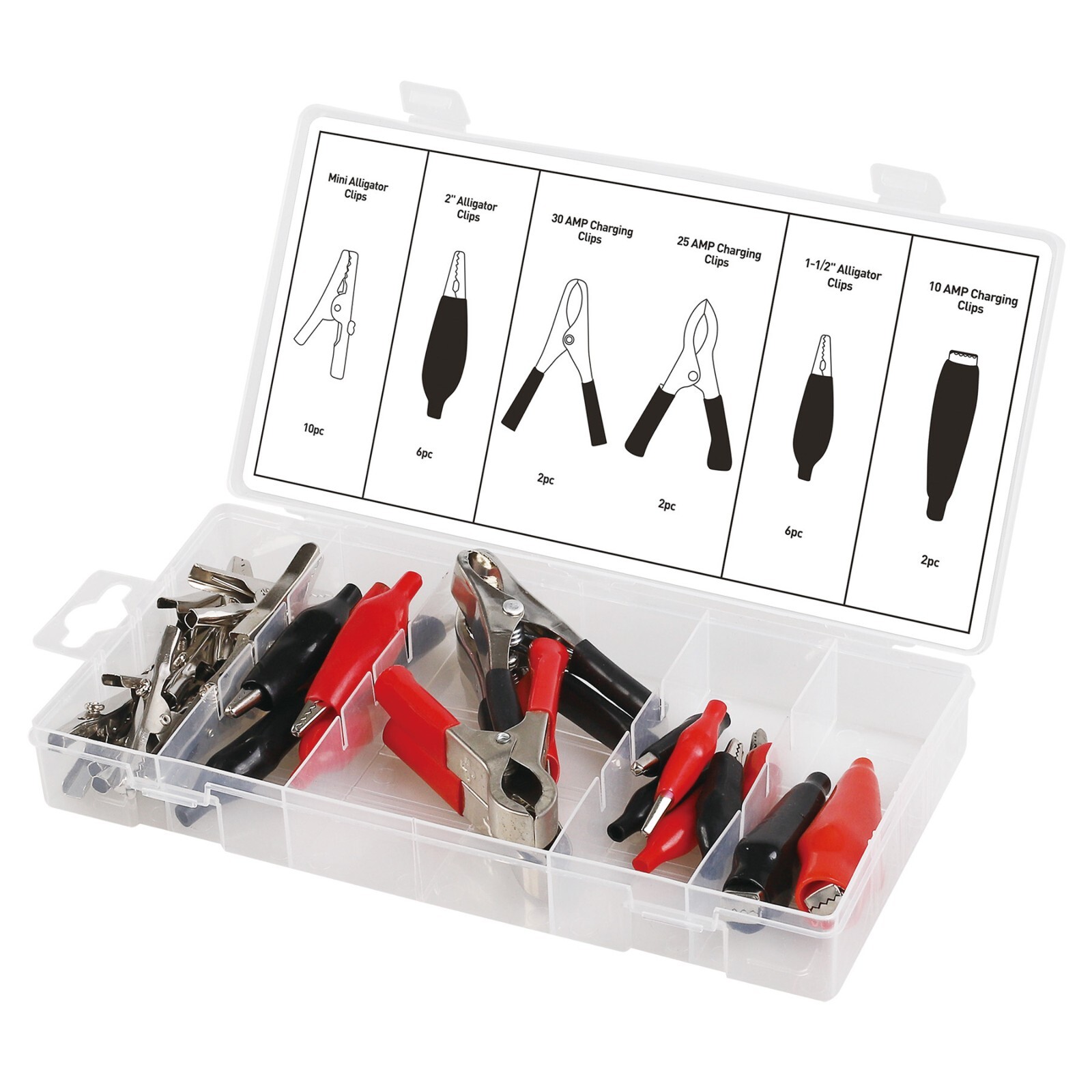 King 28pc Electrical Alligator Clips Assortment Kit Clamps