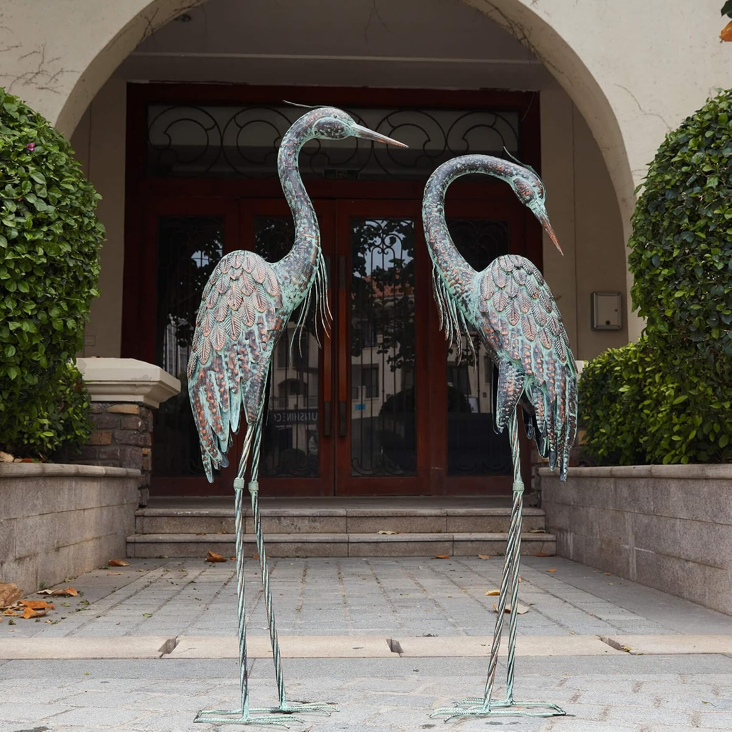 Garden Crane Statues Metal Heron Outdoor Statue 46 Inch