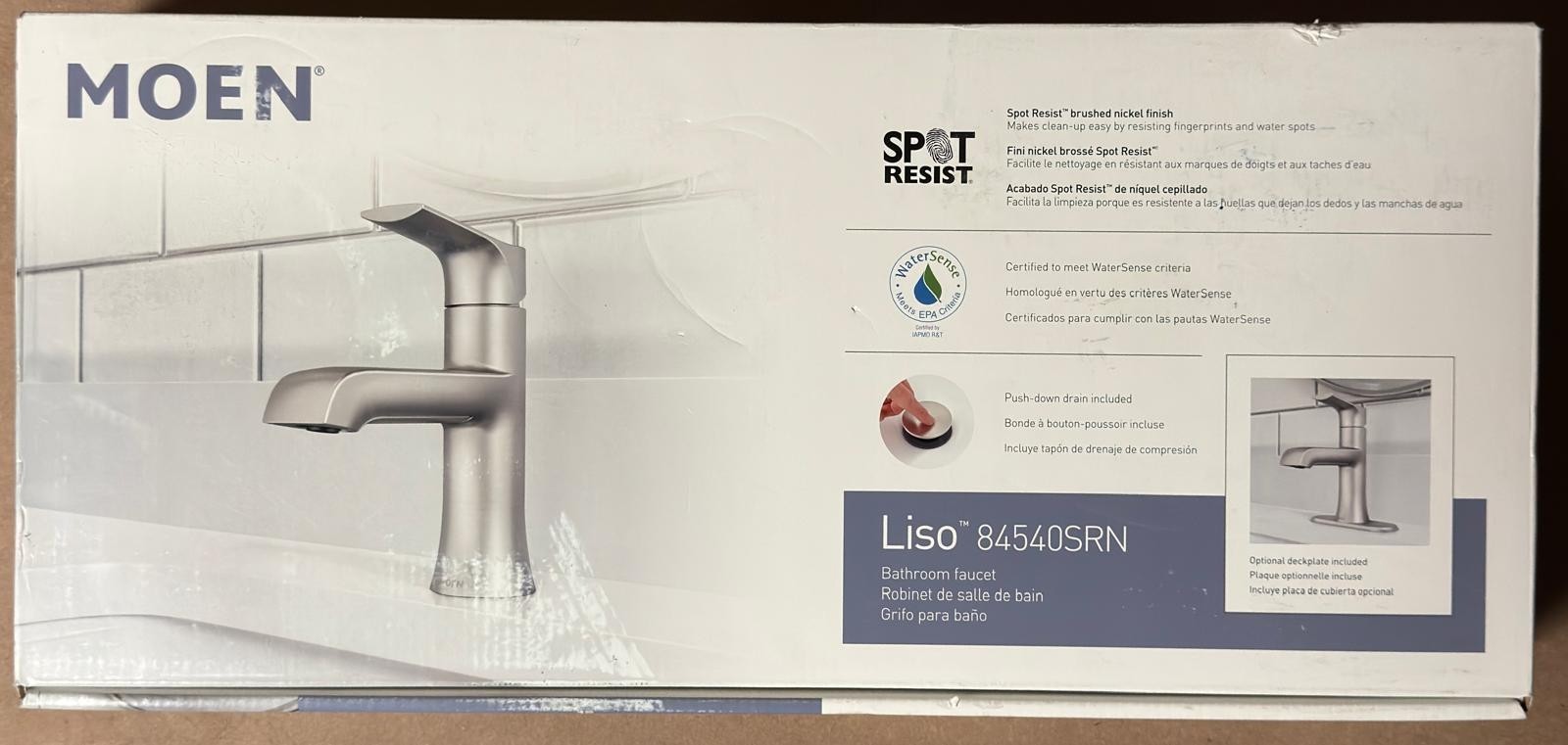Moen Liso 84540SRN Bathroom Sink Faucet Brushed Nickel Spot Resist WaterSense