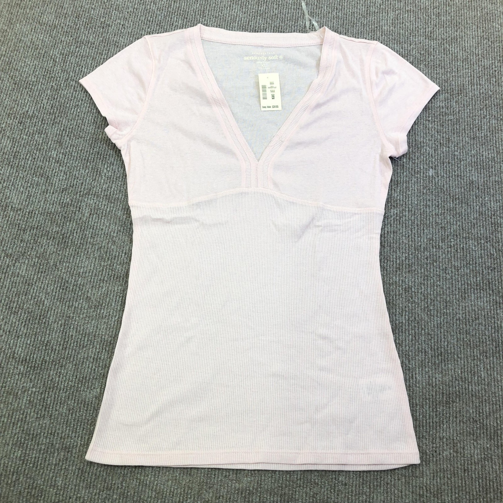 Aeropostale Seriously Soft Shirt Womens XL Pink V Neck Short Sleeve Baby Tee