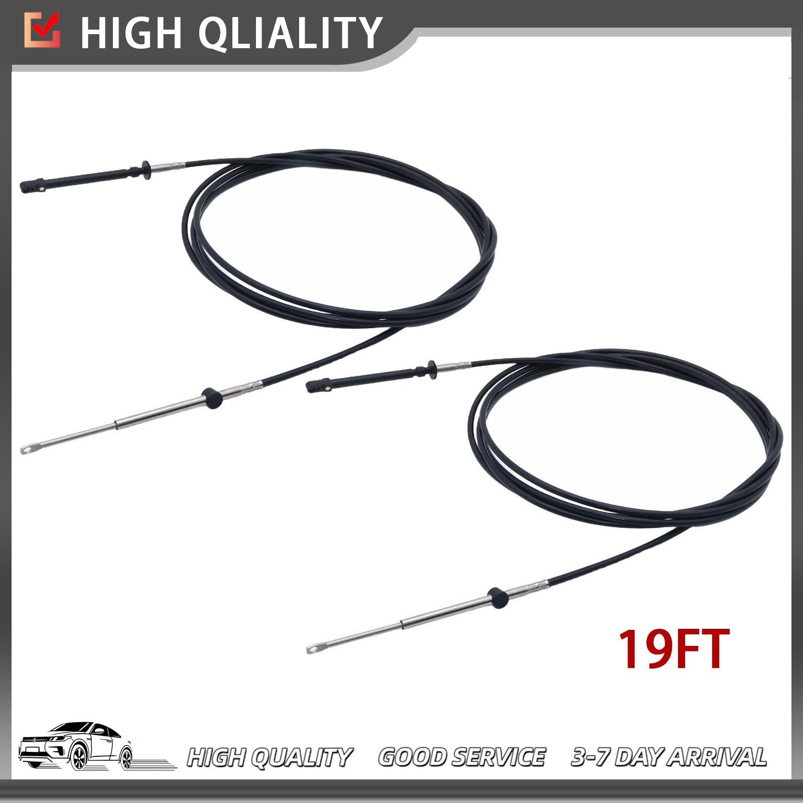 19FT Throttle Shift Remote Control Cable For 1979-1994 Johnson Evinrude Snap-In