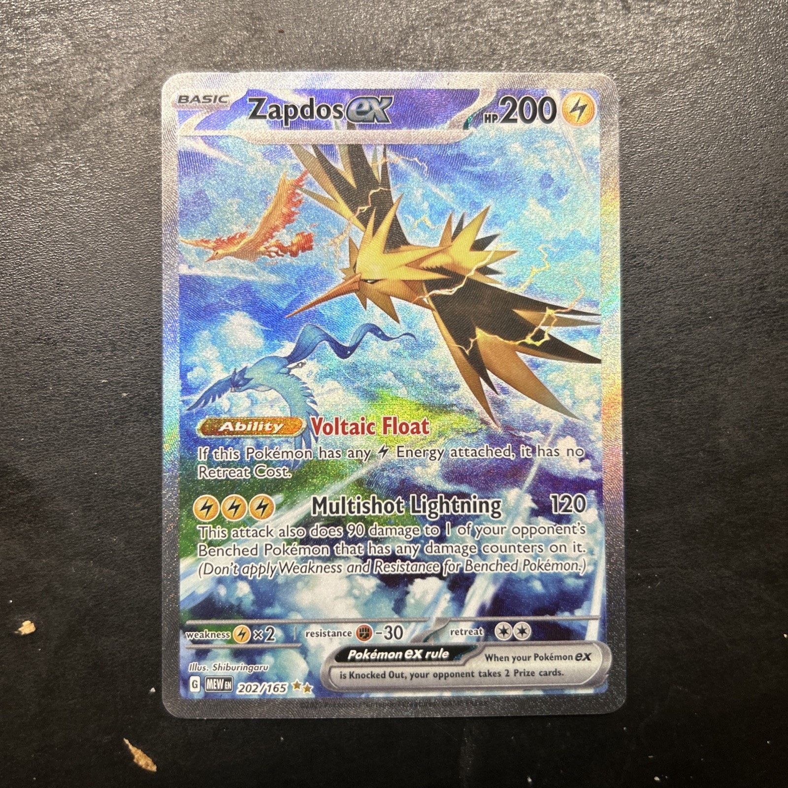 Zapdos EX Sir 202/165 Scarlet & Violet 151 Special Illustration Rare