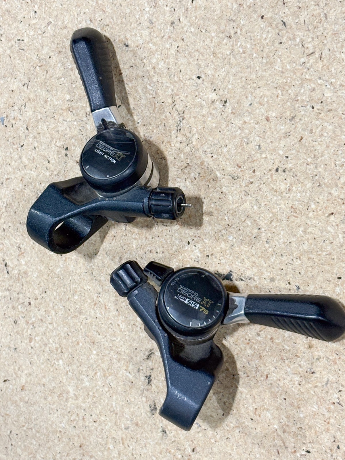 Vintage Shimano Deore XT SL-M732 Thumb Shifters 80s MTB 7 Speed 7s Japan Black