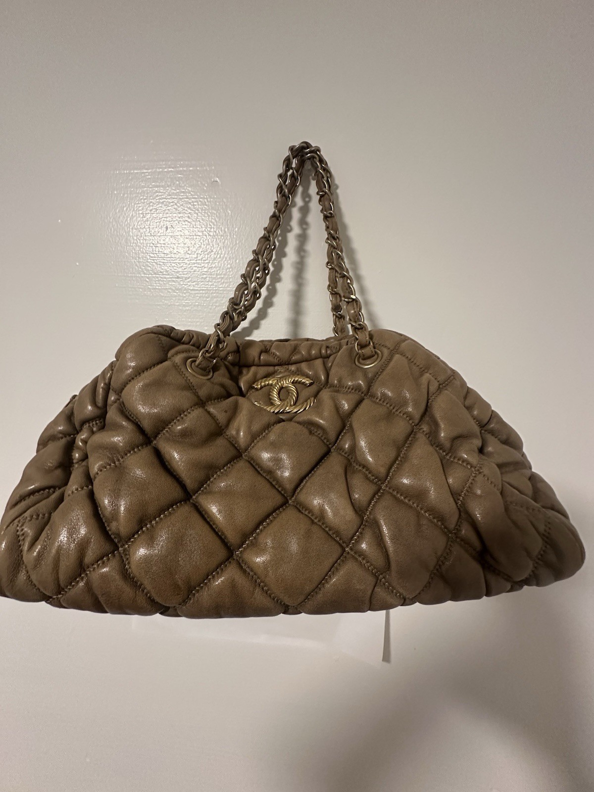 Authentic CHANEL Hobo Bag In Dark Beige/Tan With Gold Hardware Authentic CHANEL Hobo Bag In Dark Beige/Tan With Gold Hardware