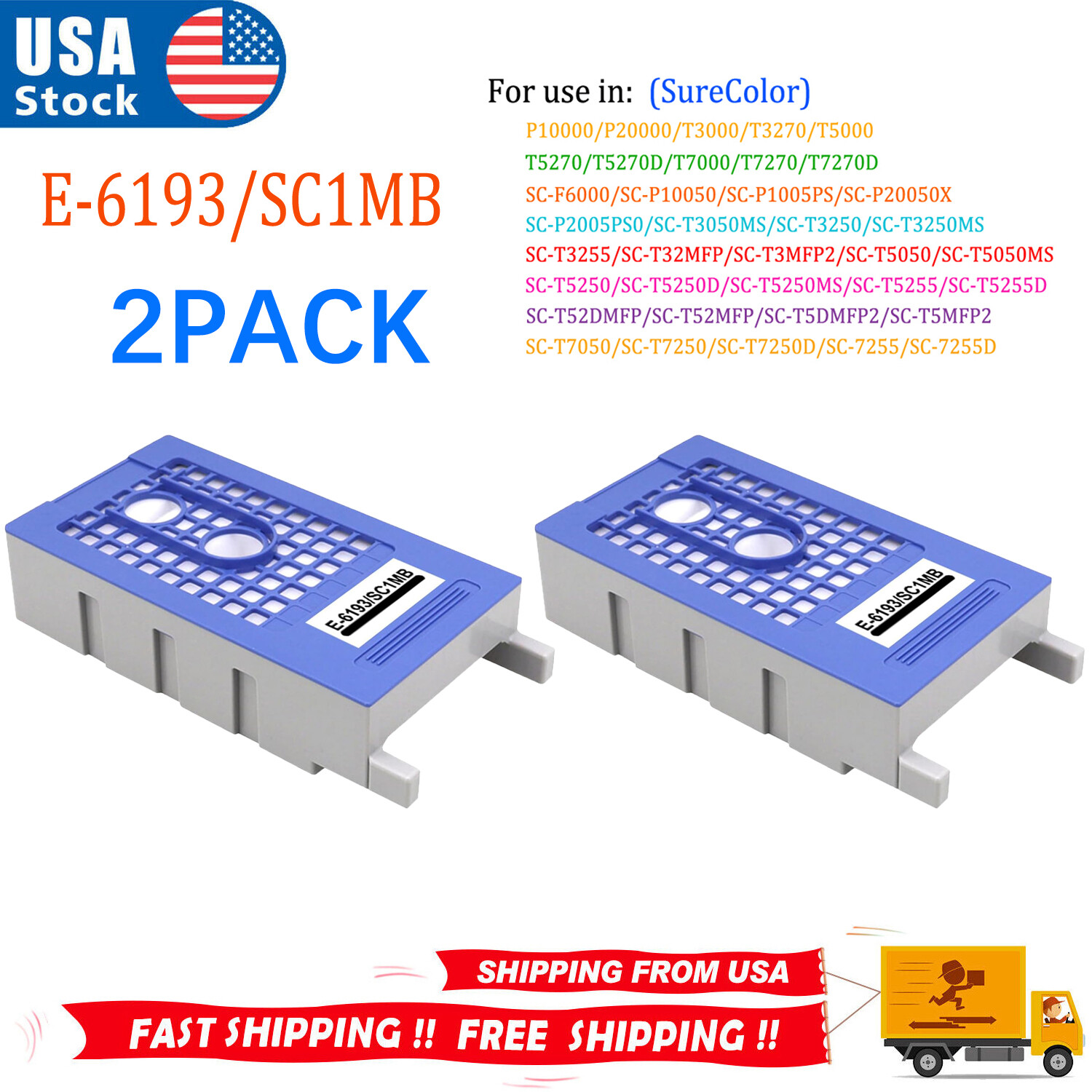 2x Epson T6193 maintenance box T619300 SureColor T3200 T3200 PS