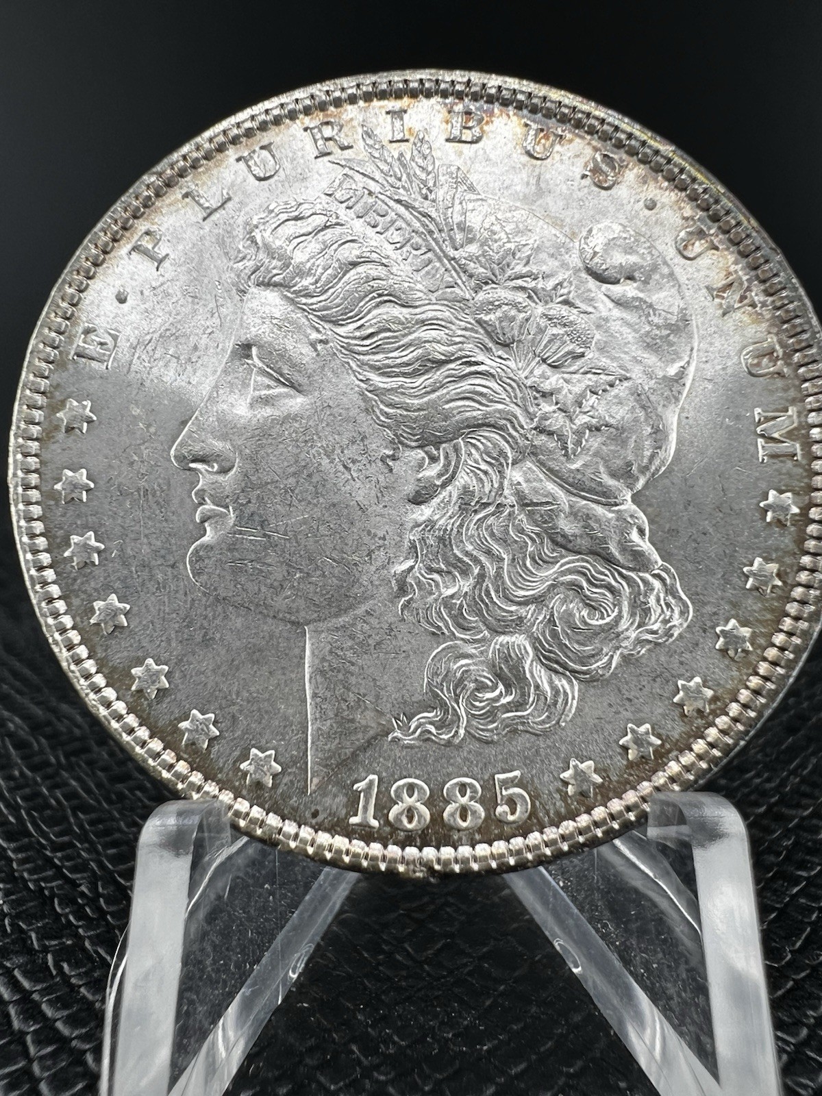 1885 P Morgan Silver Dollar AU / UNC W/ Nice Rim Toning..