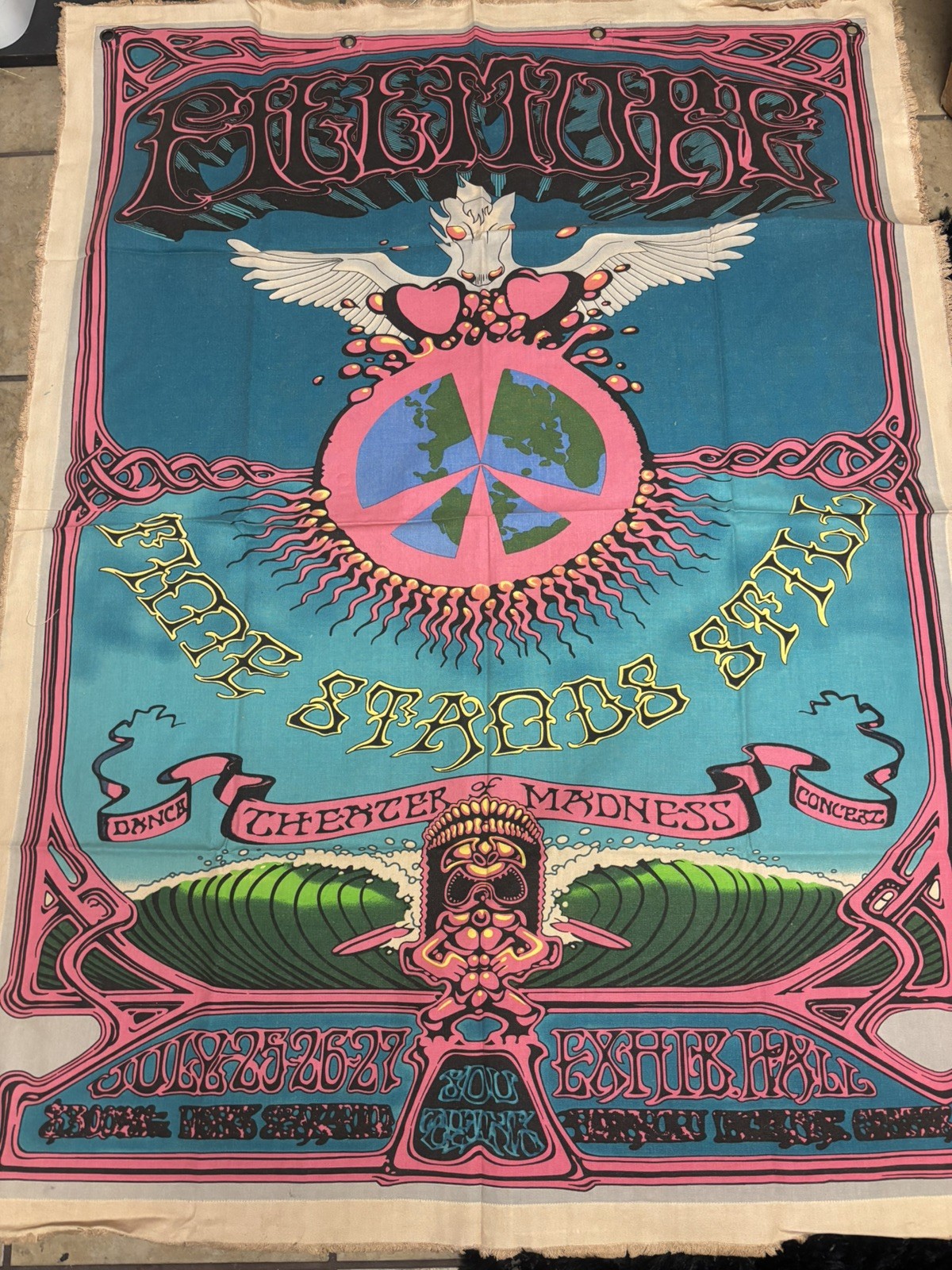 Vintage Grateful Dead Hawaiian Aoxomoxoa Tapestry Canvas Banner Rick Griffin 70s