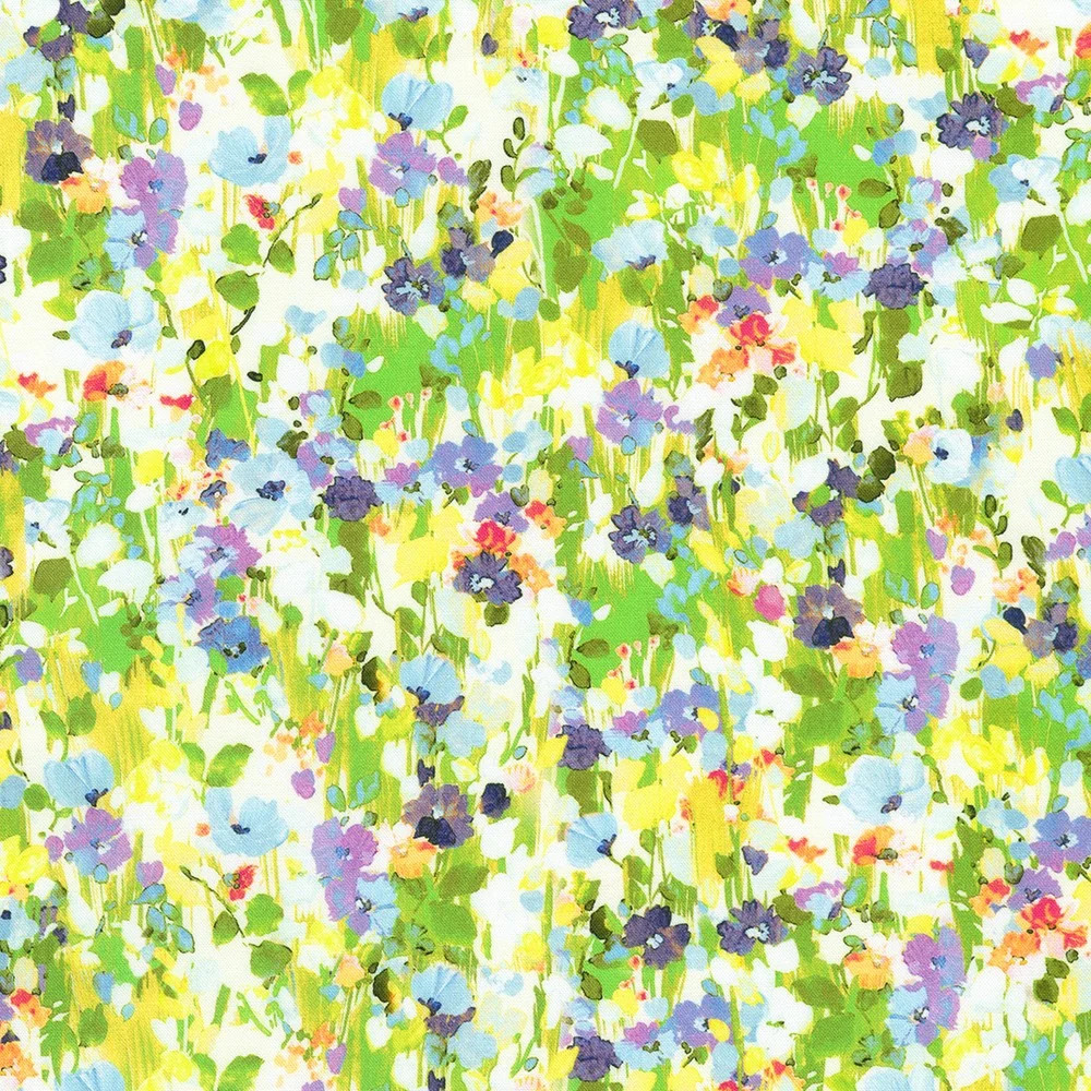 KAUFMAN - Painterly Petals-Valley by Studio RK - Electric Floral - Sprig ,1/4