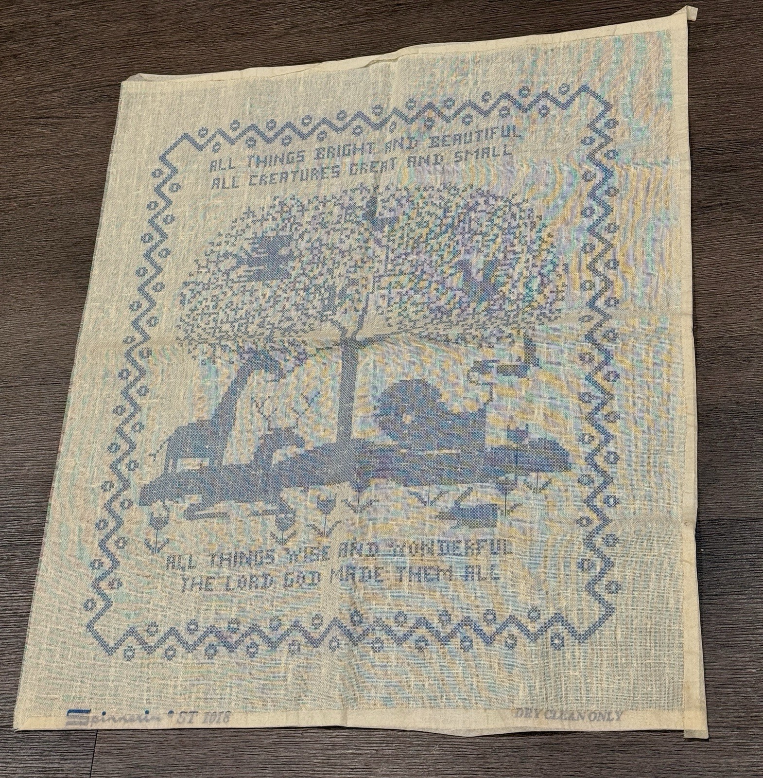 Vintage Spinnerin ST1018 All Things Bright and Beautiful Stamped Canvas ONLY