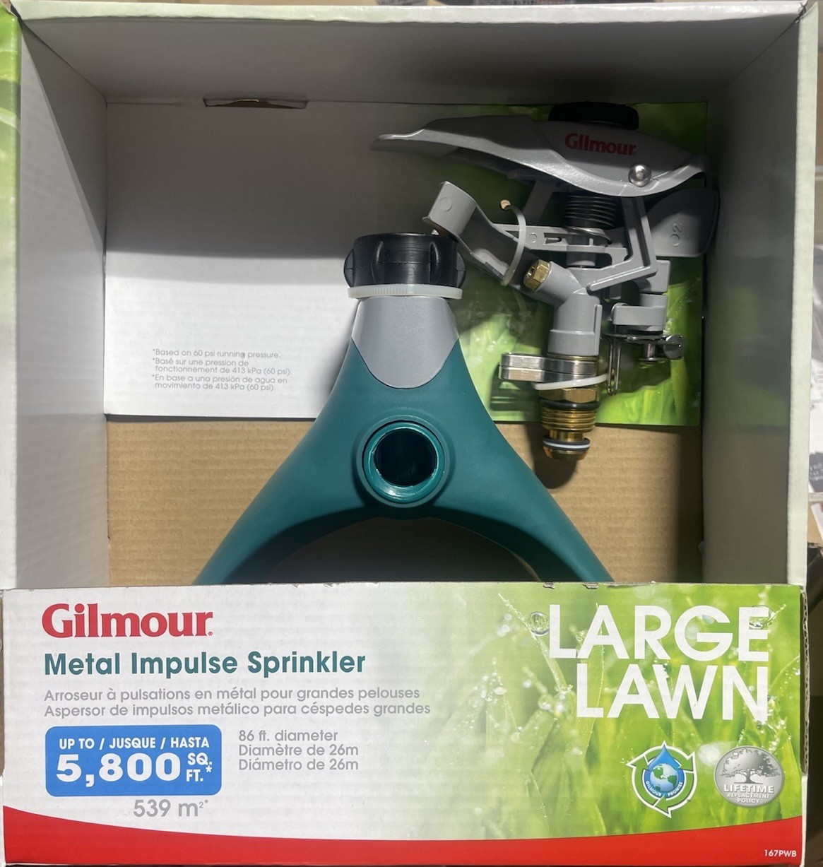 NEW Gilmour Impulse Metal Pulsating Lawn Sprinkler Large 5800 SqFt Model 167PWB NEW Gilmour Impulse Metal Pulsating Lawn Sprinkler Large 5800 SqFt Model 167PWB