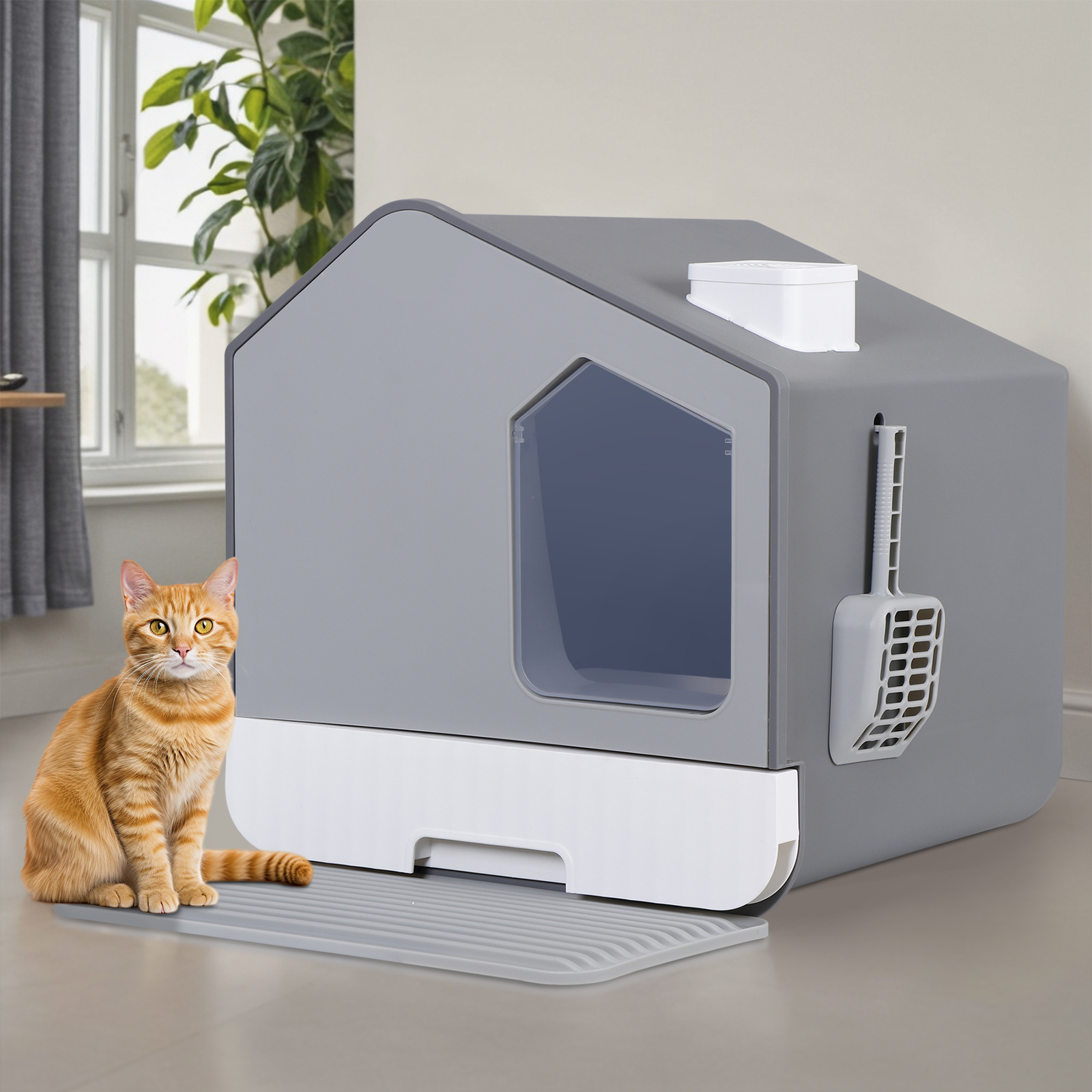 Extra Large Enclosed Cat Litter Box with Mat and Litter Scoop Anti-Splashing XL Extra Large Enclosed Cat Litter Box with Mat and Litter Scoop Anti-Splashing XL