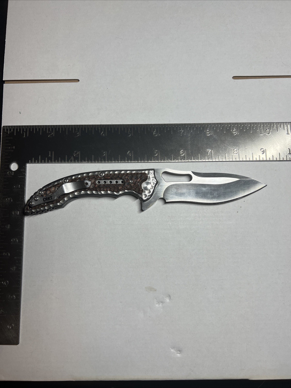 CRKT Fossil Ikoma Design 5470 Flipper Plain Edge Folding Pocket Knife