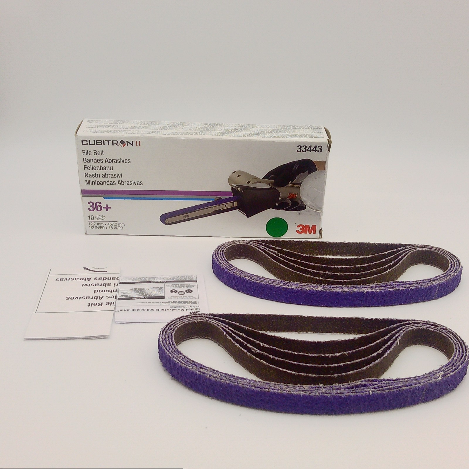 3M 33443 Cubitron II 36+ Grit File Belts 1/2 x 18 Inch 10 Pack 3M 33443 Cubitron II 36+ Grit File Belts 1/2 x 18 Inch 10 Pack