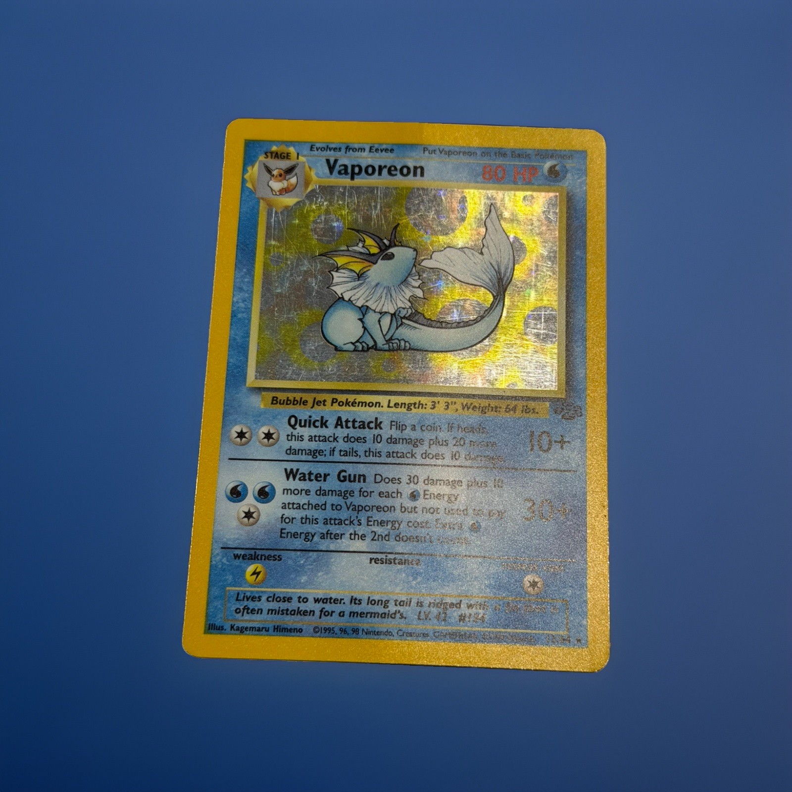 1999 Pokemon TCG Jungle Set Vaporeon 12/64 Holo Rare WOTC MP-HP🔥LOW PRICE