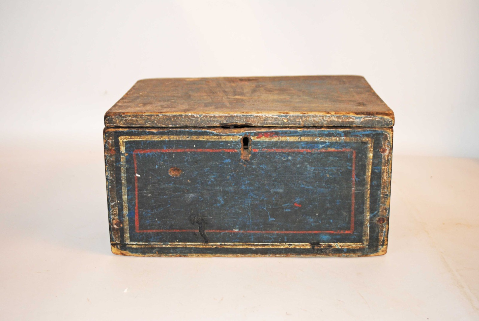 19TH C.  BLUE PAINTED DOCUMENT BOX