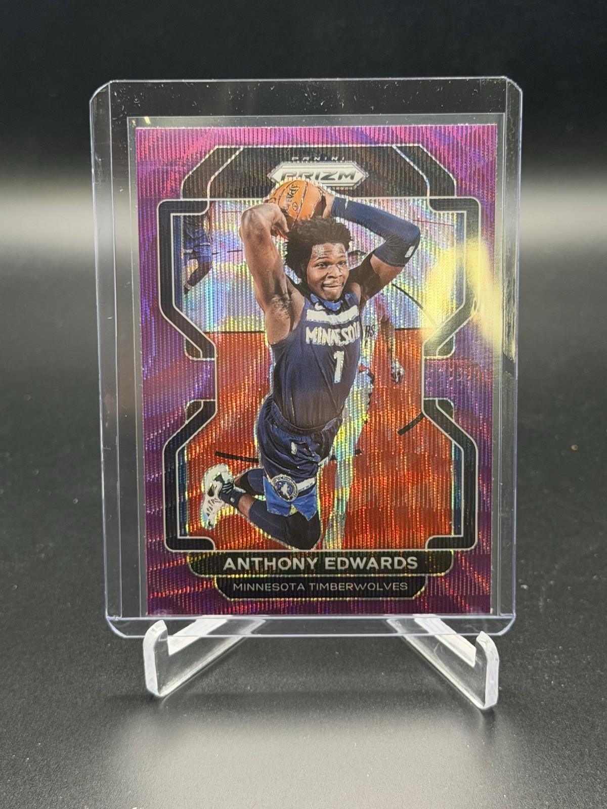 Panini 2021-22 Prizm Anthony Edwards #37 Timberwolves Basketball purple wave
