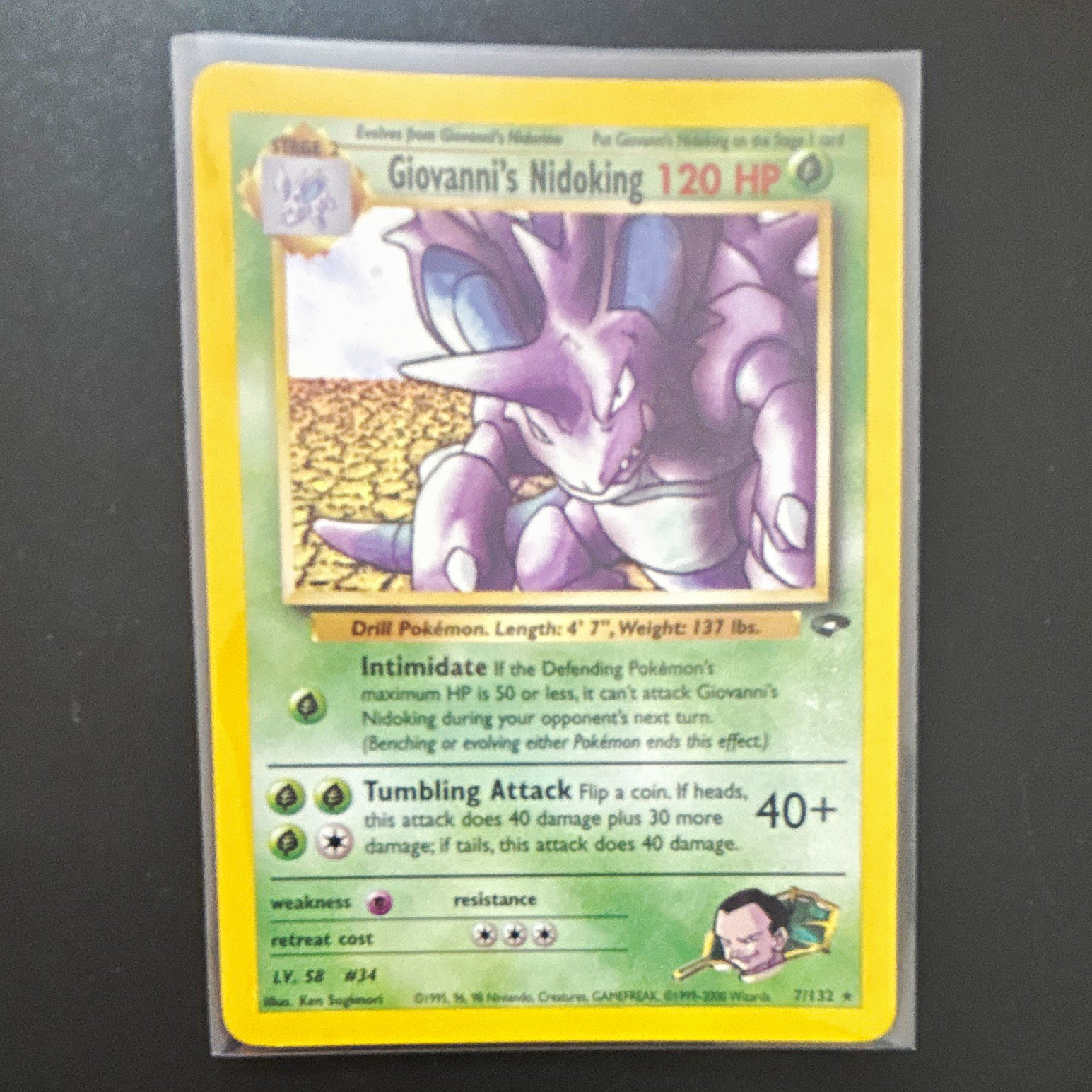 Giovanni\'s Nidoking – 7/132 Gym Challenge Unlimited Holo Rare HP 120 Giovanni\'s Nidoking – 7/132 Gym Challenge Unlimited Holo Rare HP 120