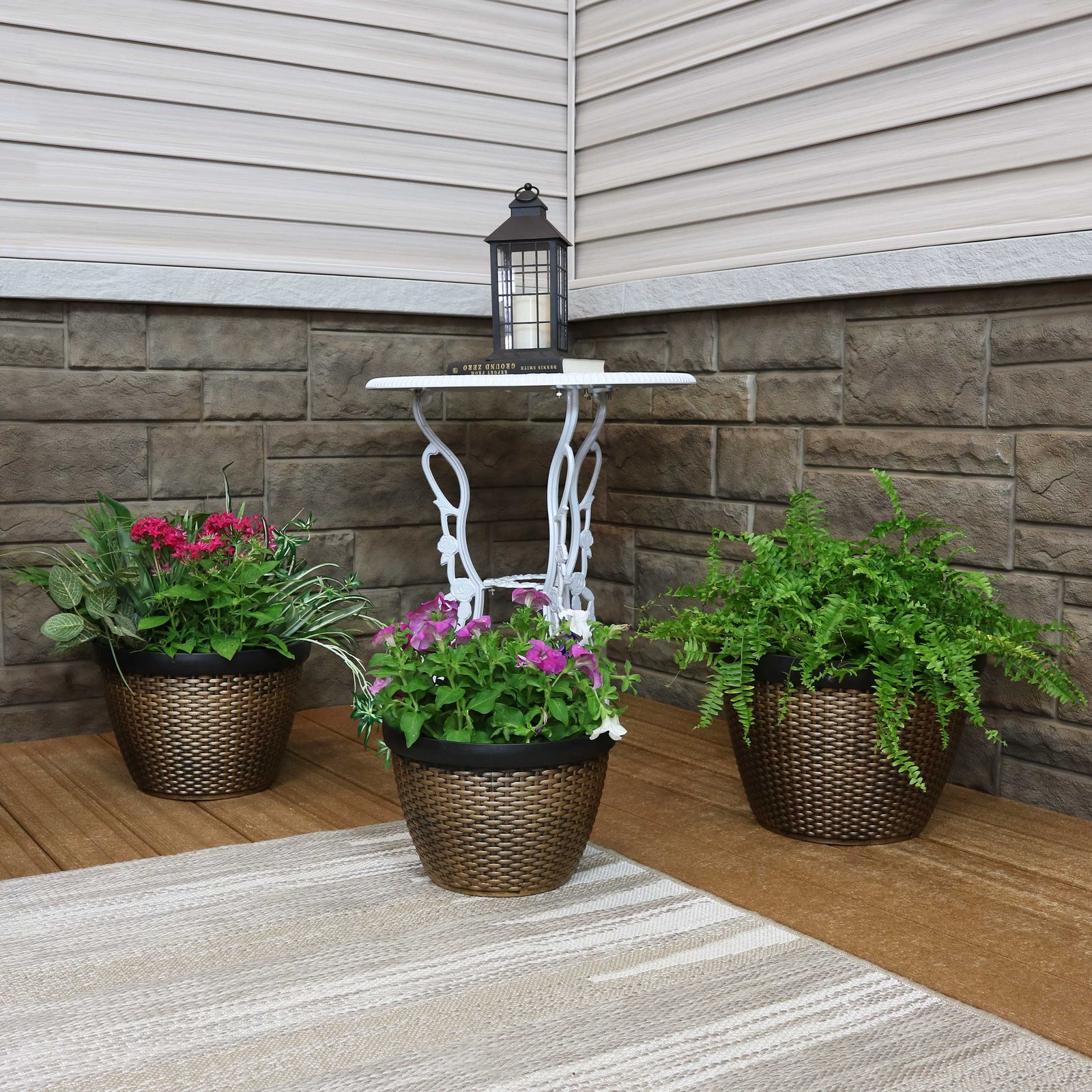 Faux Basketweave 3-Piece Resin Outdoor Planter Set by Sunnydaze