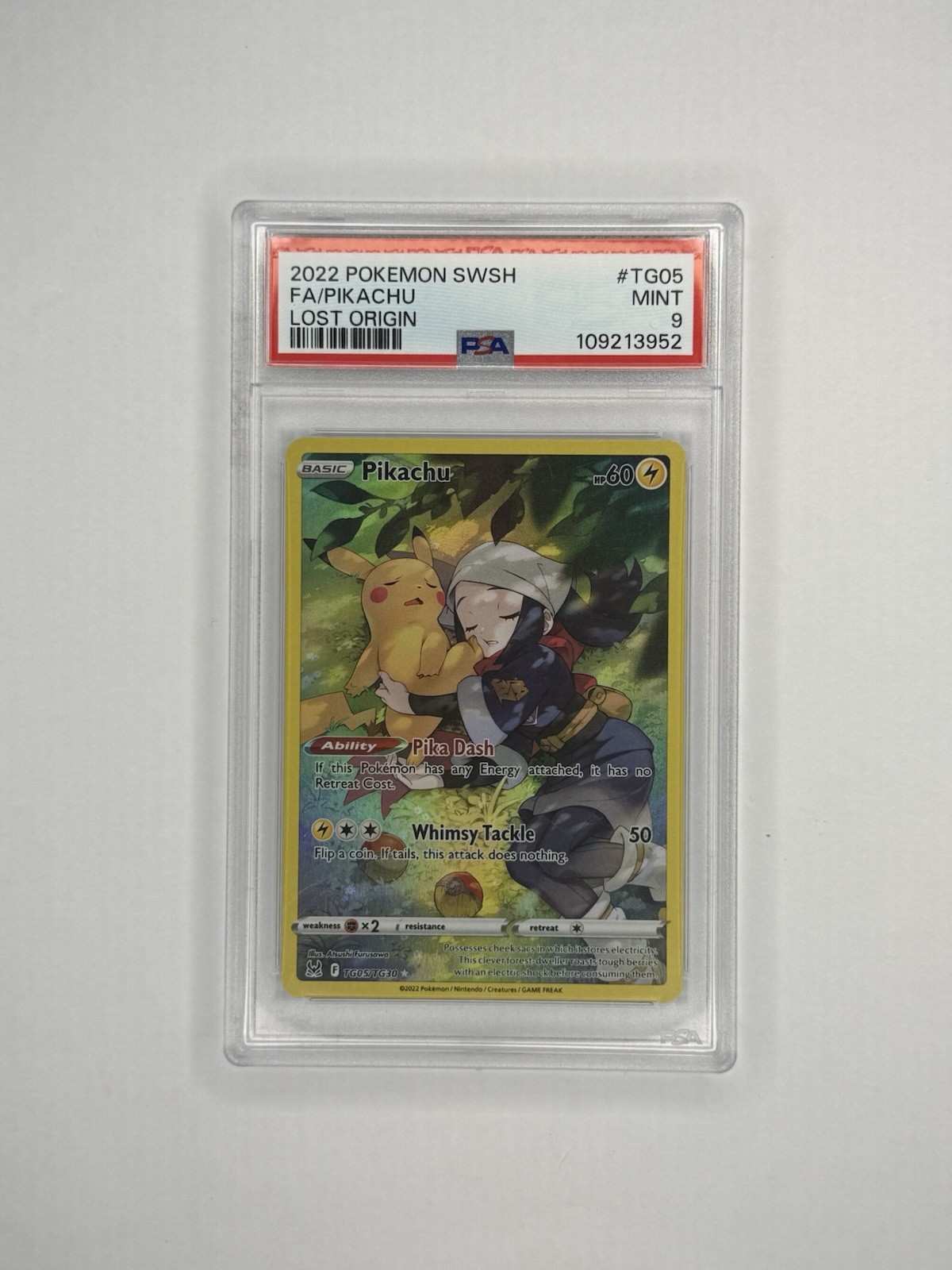 2022 Pokemon Lost Origin Pikachu TG05/TG30 Trainer Gallery Full Art PSA 9 MINT