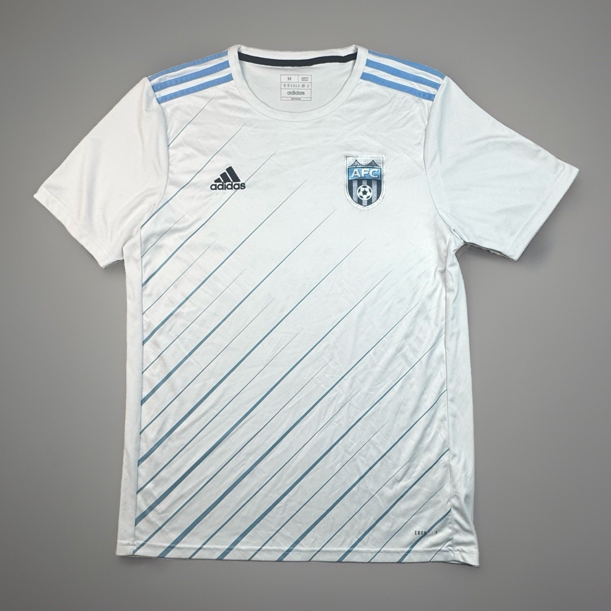 Adidas AFC Soccer Jersey Men’s Medium White Blue #2 Slim Fit ClimaLite