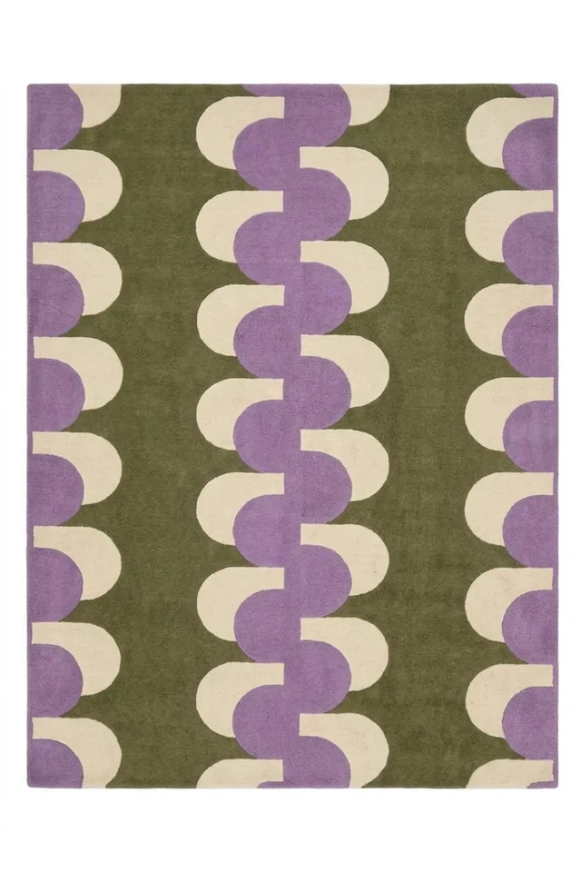 Hand Tufted Wool Area Rug Mid Century Modern Green Purple Geometric Rug etc Hand Tufted Wool Area Rug Mid Century Modern Green Purple Geometric Rug etc