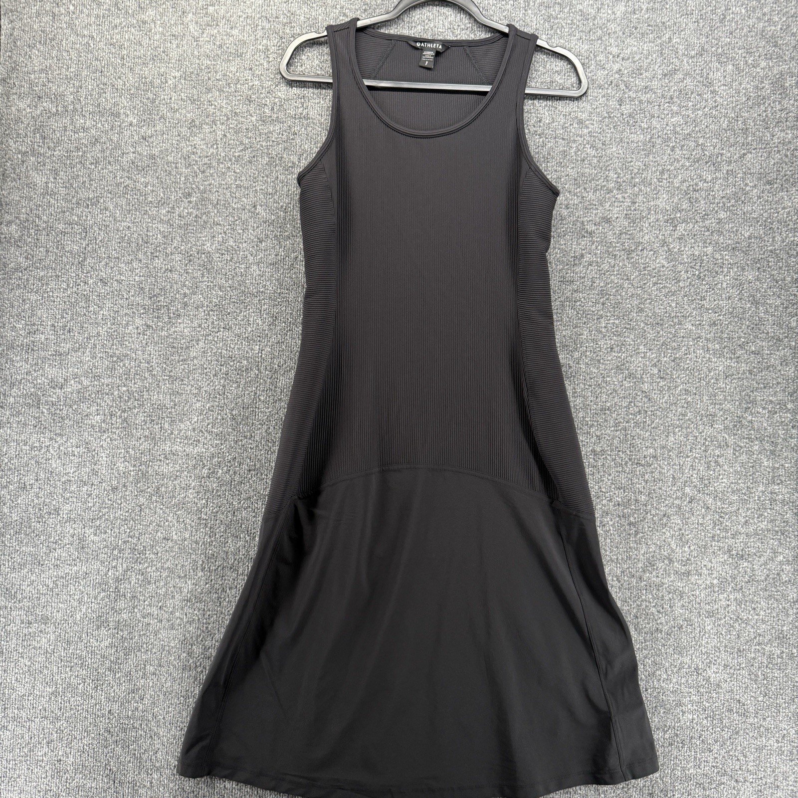 Athleta Dress Womens S Black Sleeveless Fit Flare Midi Performance Casual Travel