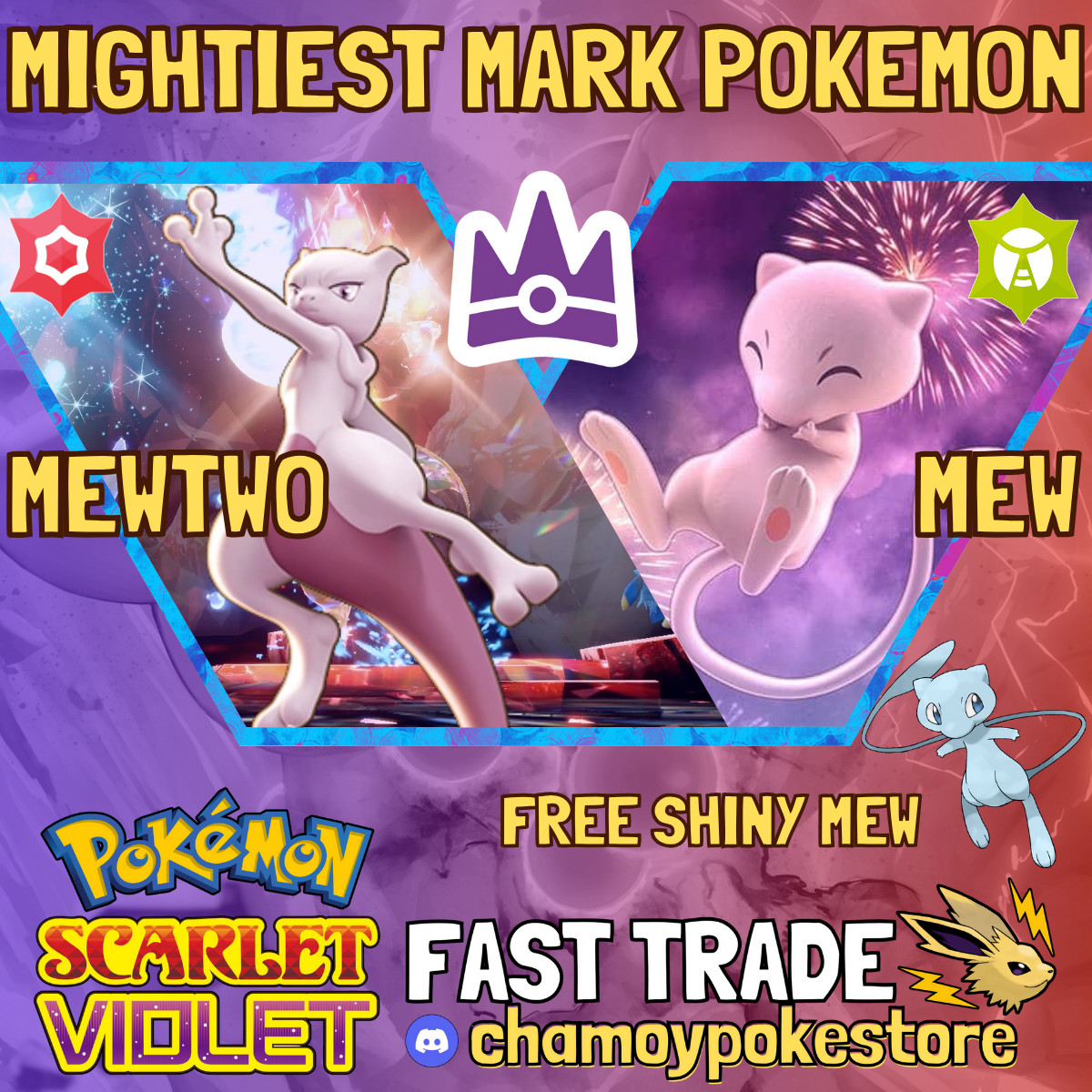MIGHTIEST MARK MEWTWO & MEW UNRIVALED ✨ POKEMON SCARLET VIOLET ⚡ FREE MEW SHINY