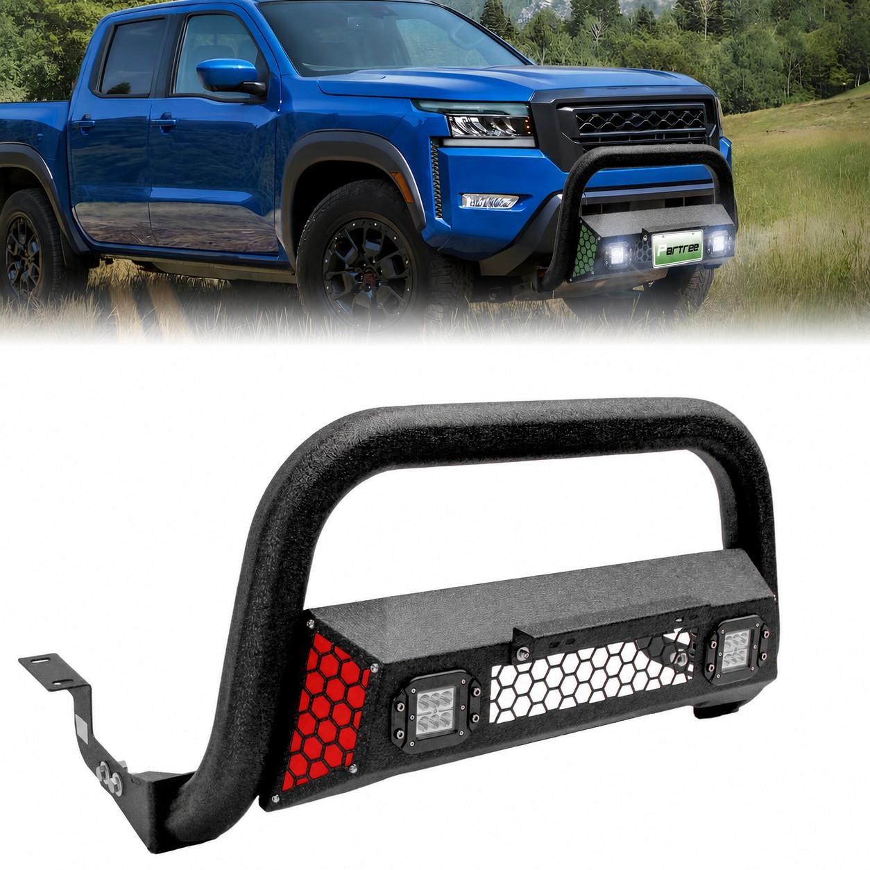 Bull Bar Front Bumper Grille Guard with LED Light Fits Nissan Frontier 2022-2025